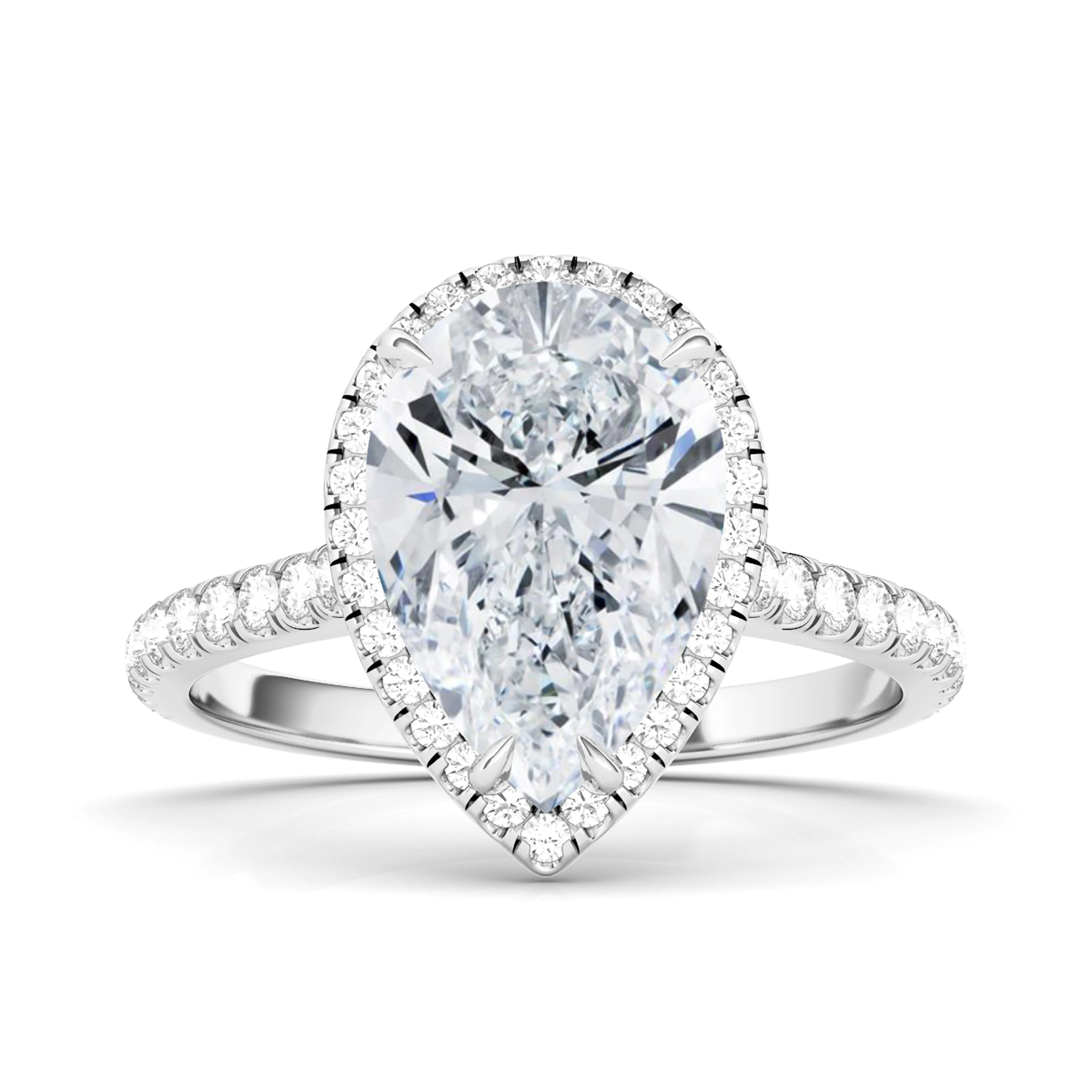 Pear Cut Halo Pave Diamond Ring