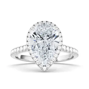 Pear Cut Halo Pave Diamond Ring