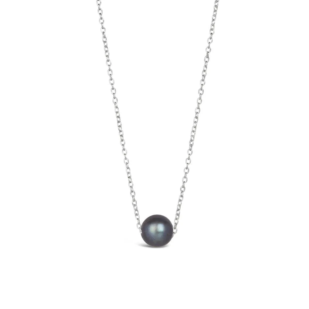 Pearl Chain Necklace | Grey - Silver