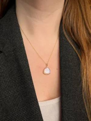Petite Baleine 18k Rainbow Moonstone Pendant Necklace
