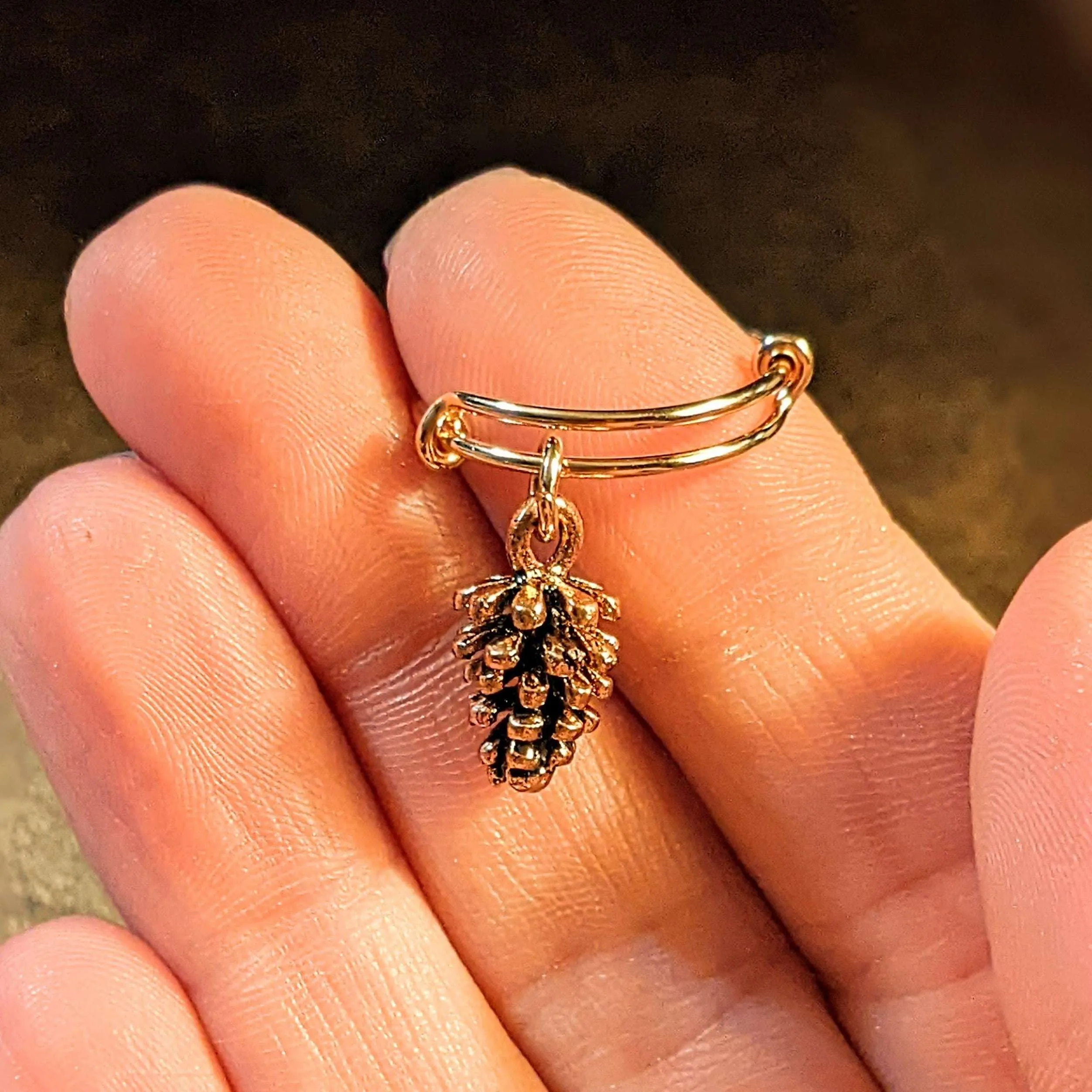 Pine Cone Expandable Charm Ring