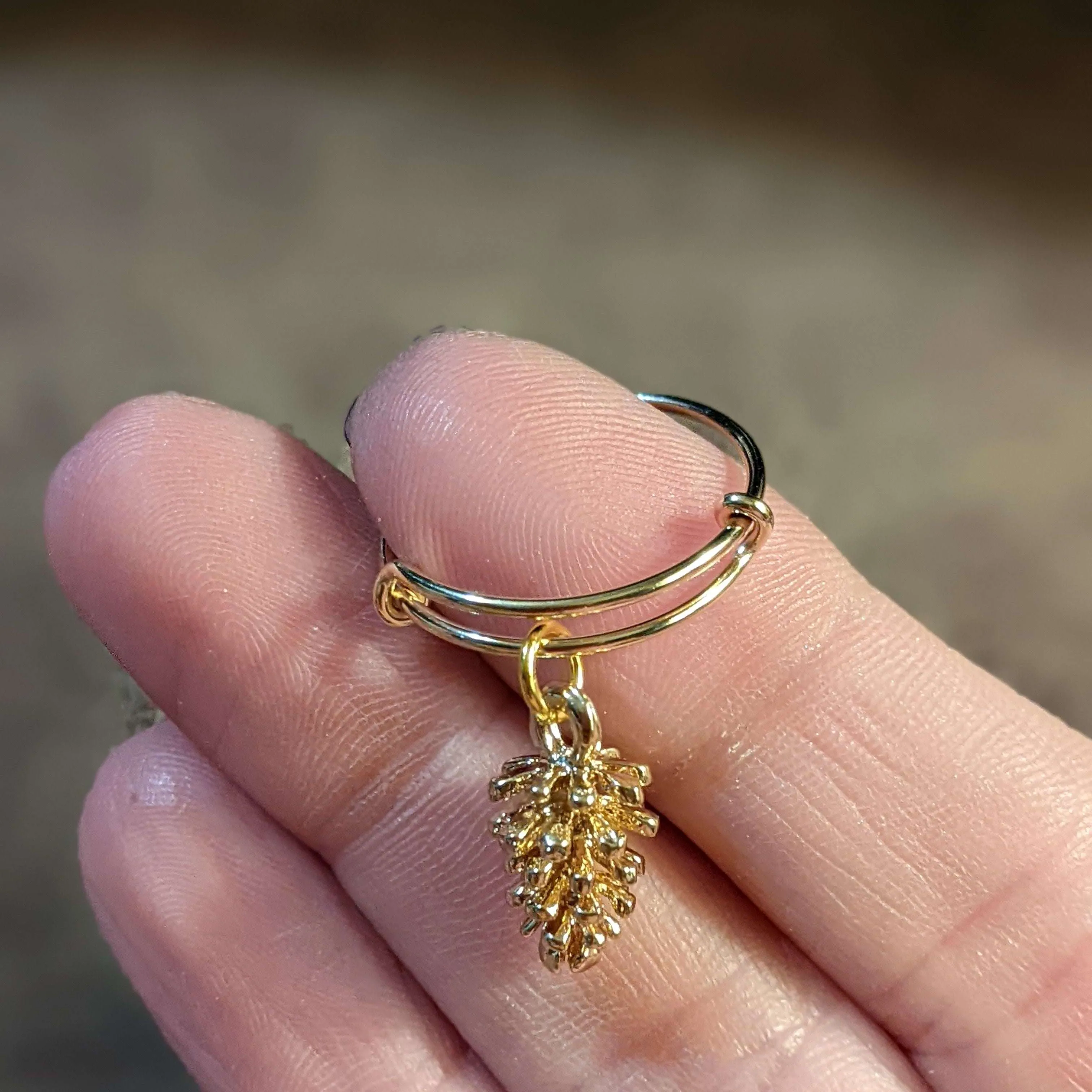 Pine Cone Expandable Charm Ring