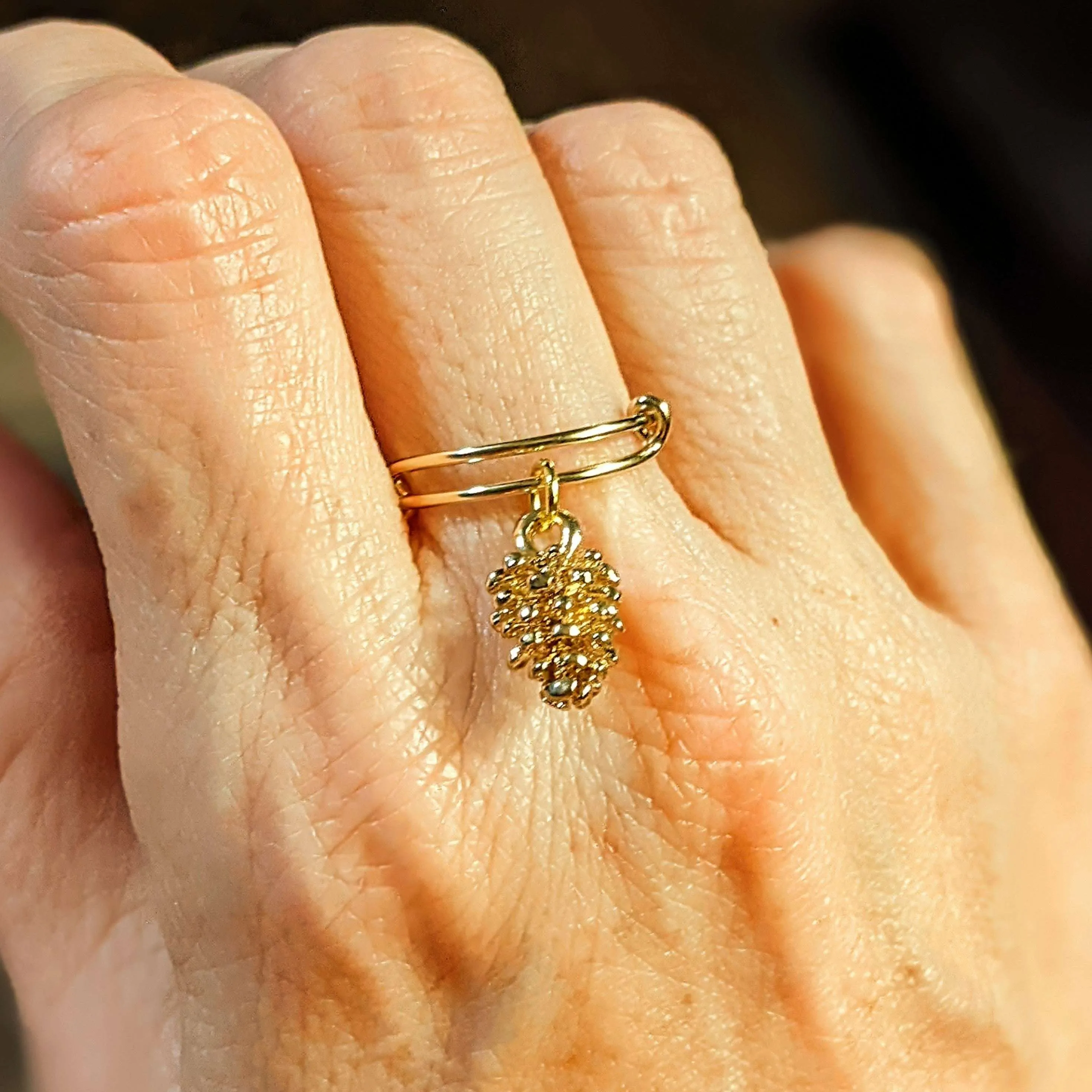 Pine Cone Expandable Charm Ring