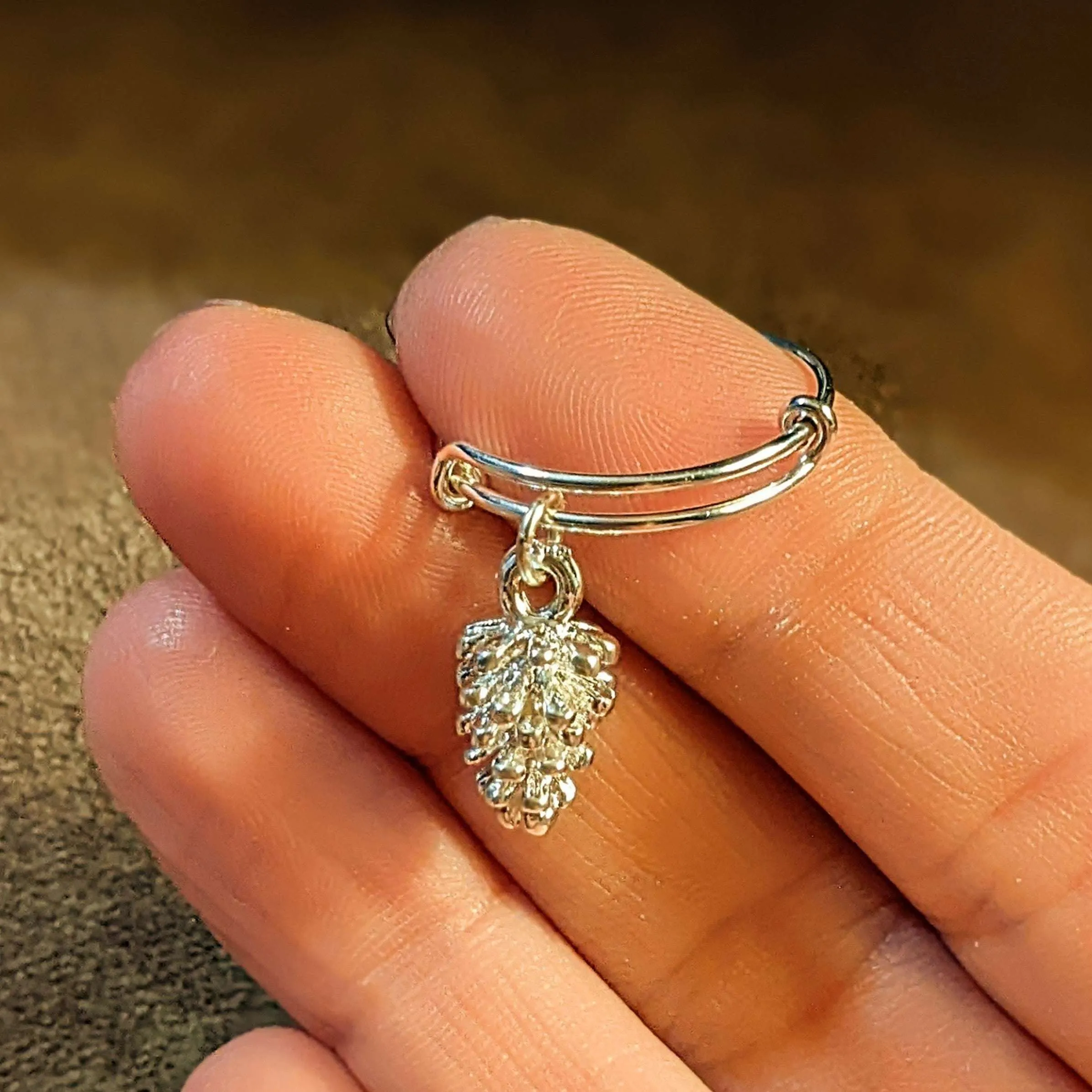 Pine Cone Expandable Charm Ring