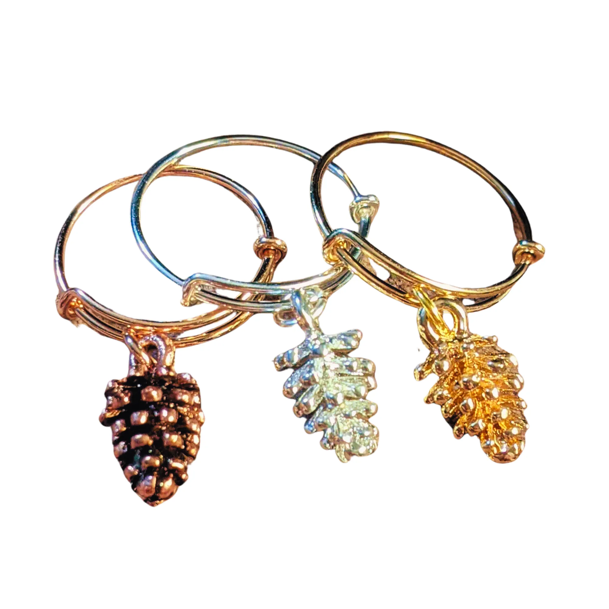 Pine Cone Expandable Charm Ring