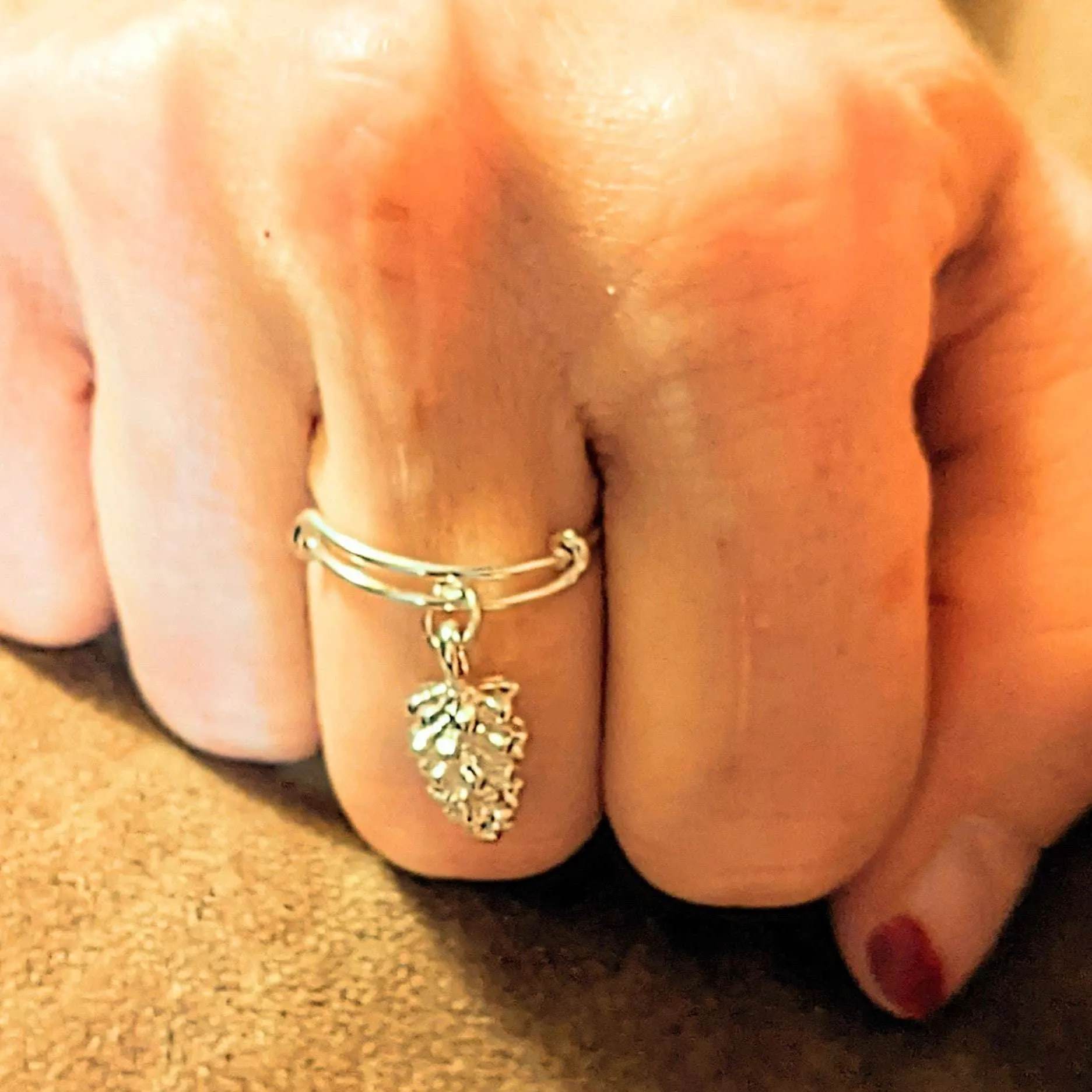 Pine Cone Expandable Charm Ring