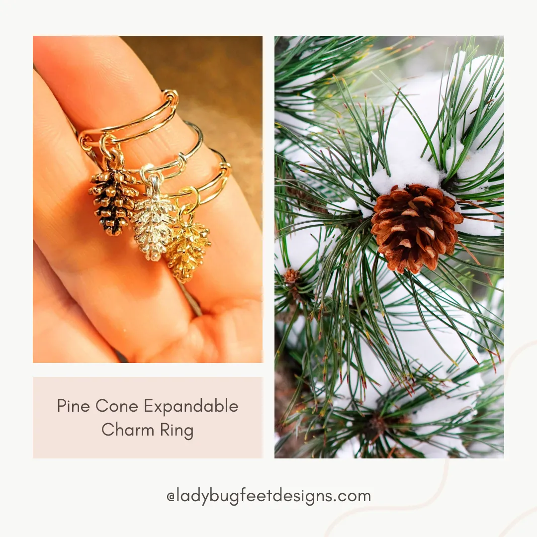 Pine Cone Expandable Charm Ring