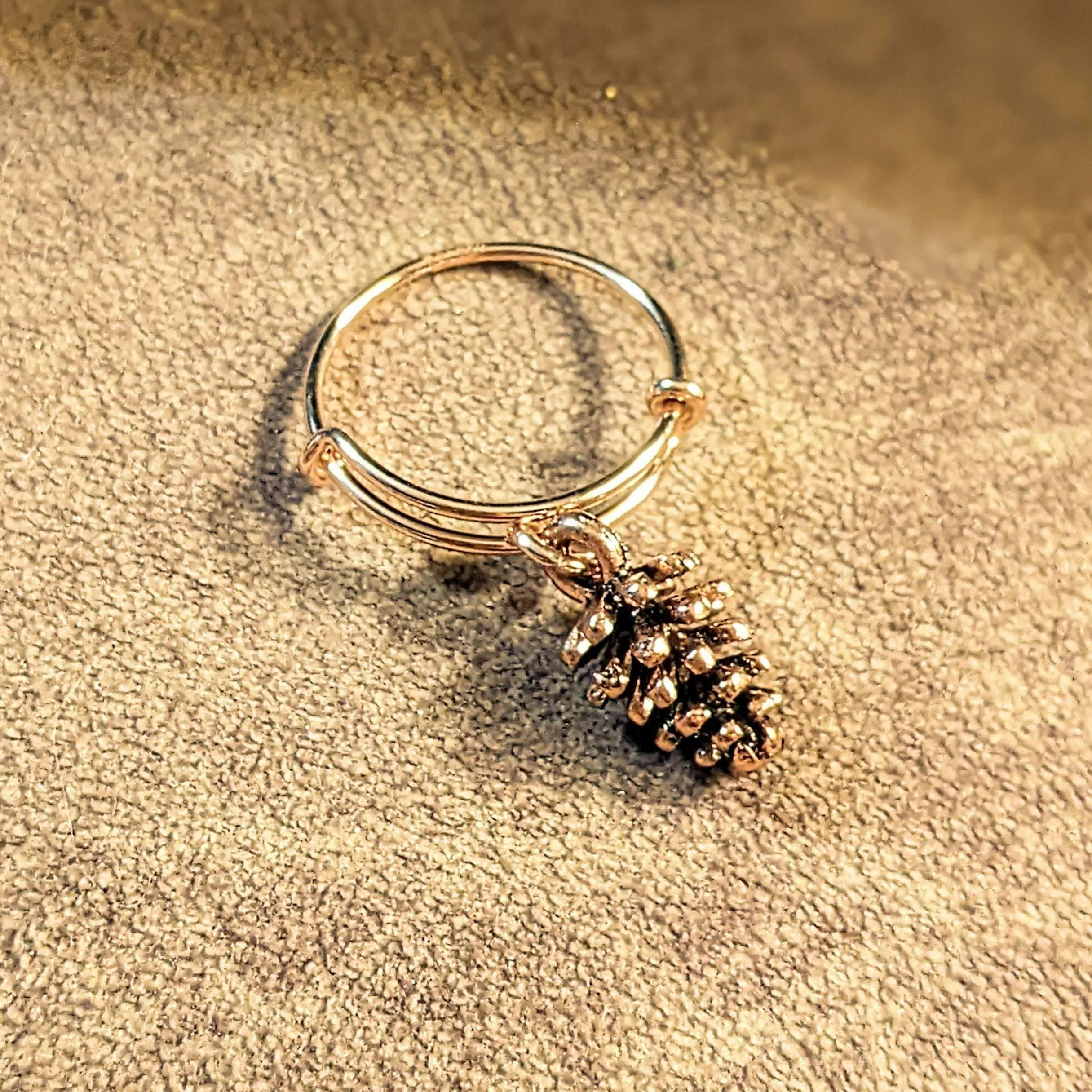 Pine Cone Expandable Charm Ring