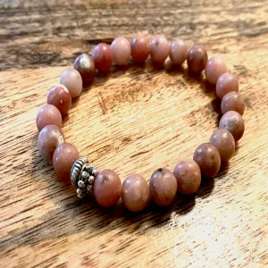 Pink Rhodonite Semi-Precious Stone Mala Bracelet