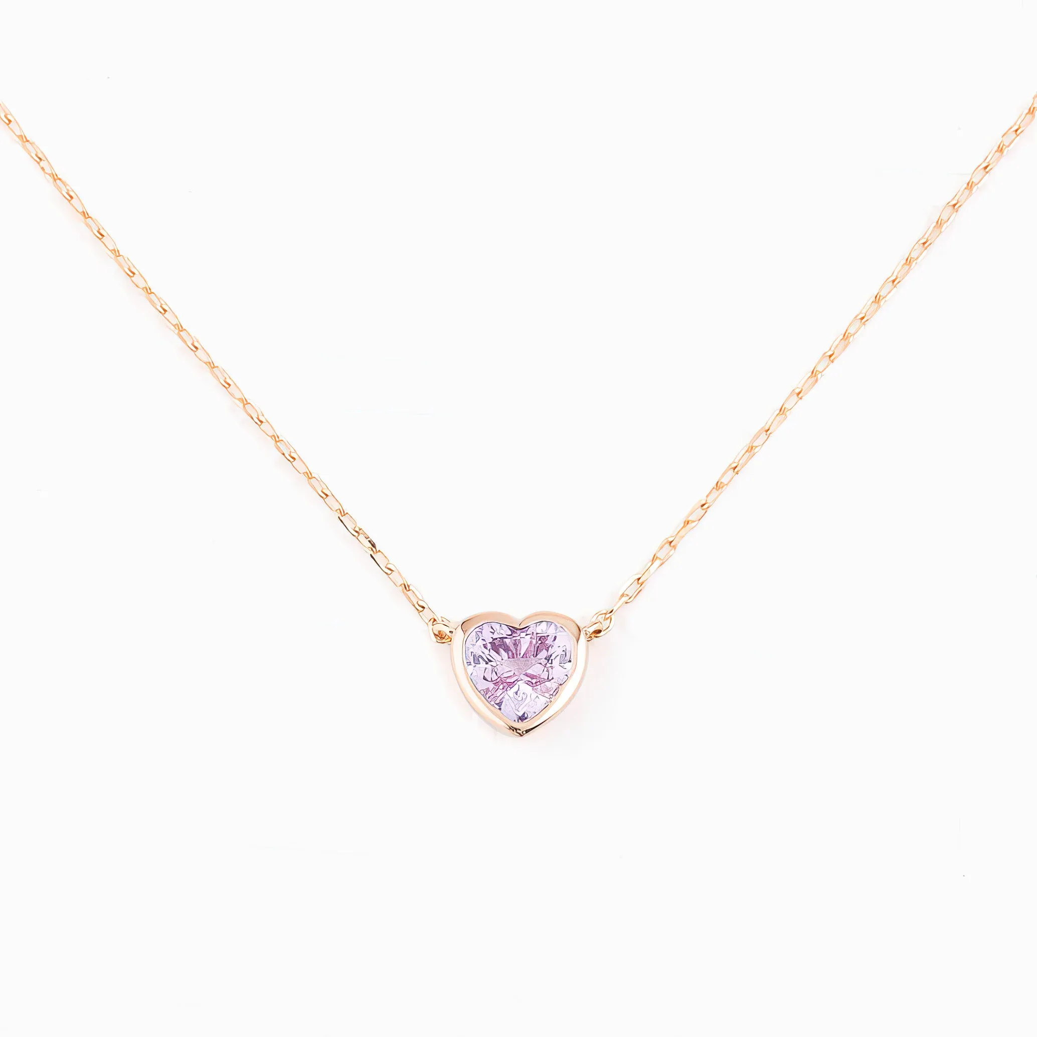 Pink Sapphire Heart Necklace 14k Gold
