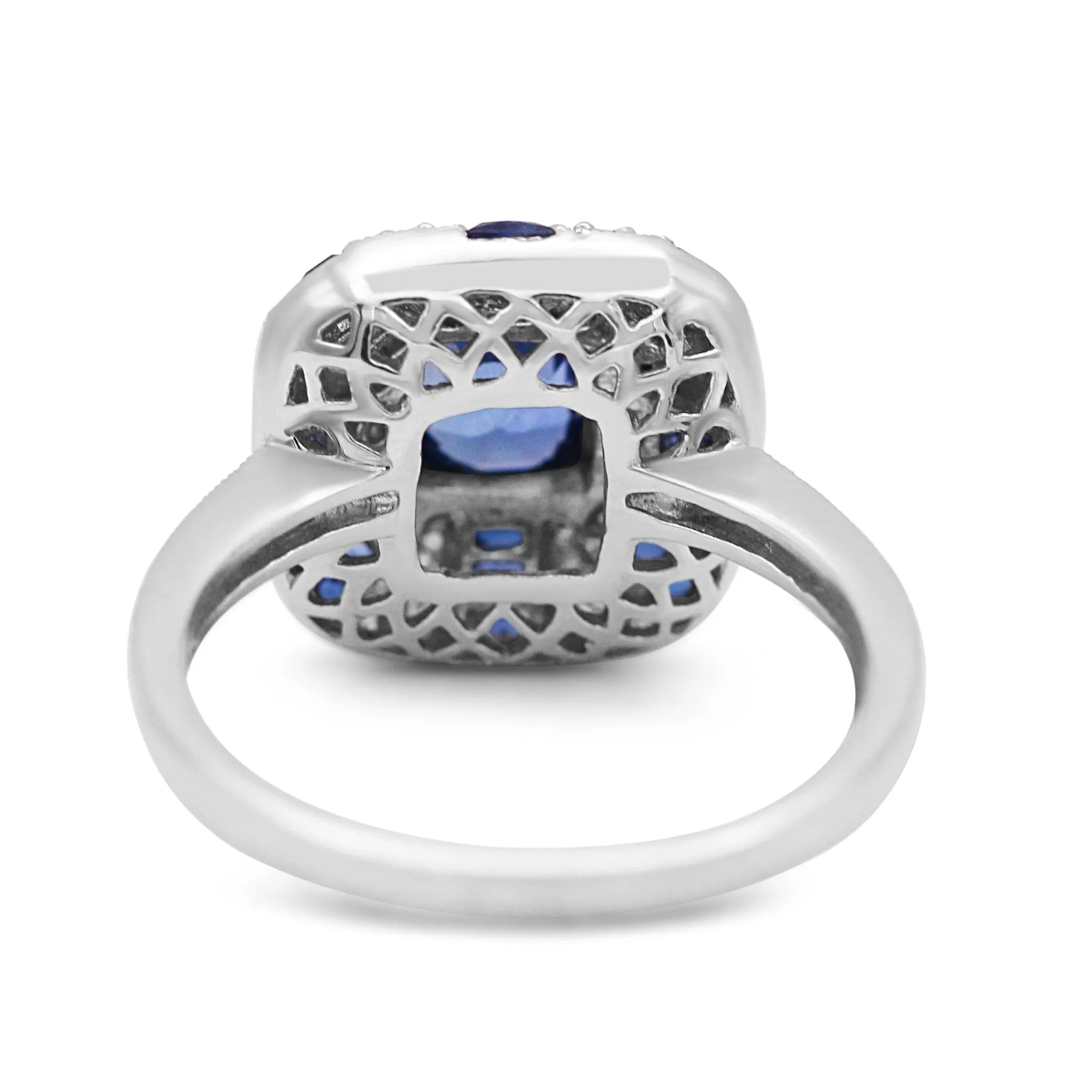 Platinum Diamond and Sapphire Cocktail Ring