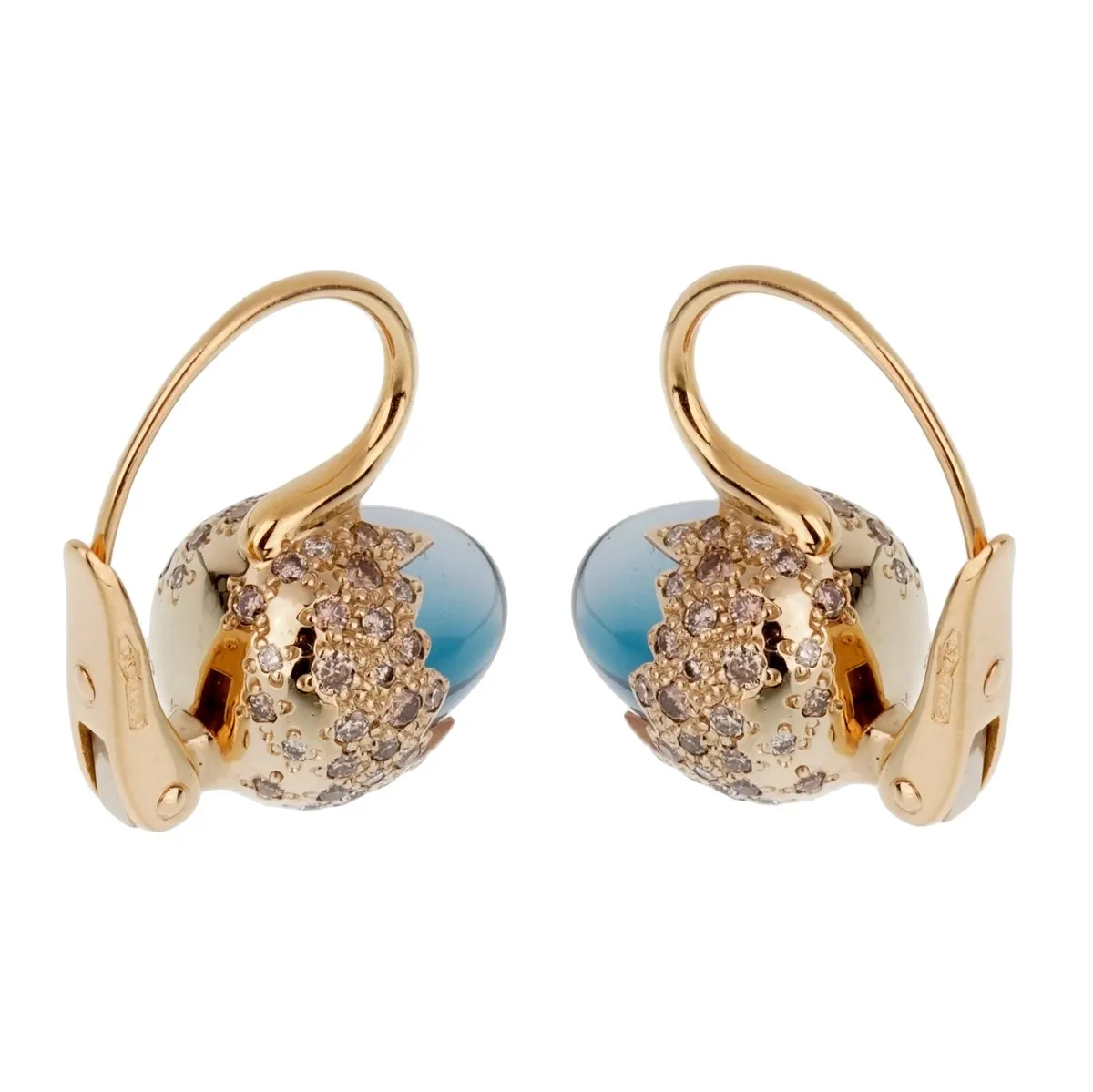 Pomellato 9 Carat Topaz Diamond Rose Gold Earrings