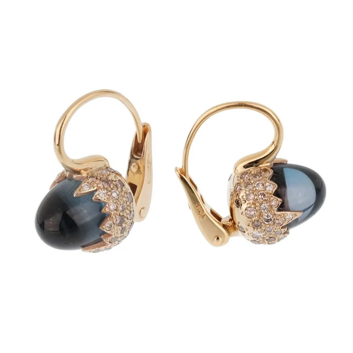 Pomellato 9 Carat Topaz Diamond Rose Gold Earrings