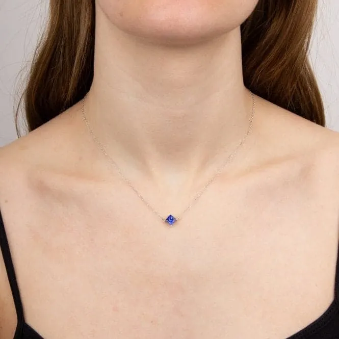 Princess cut lab created sapphire necklace GN375L