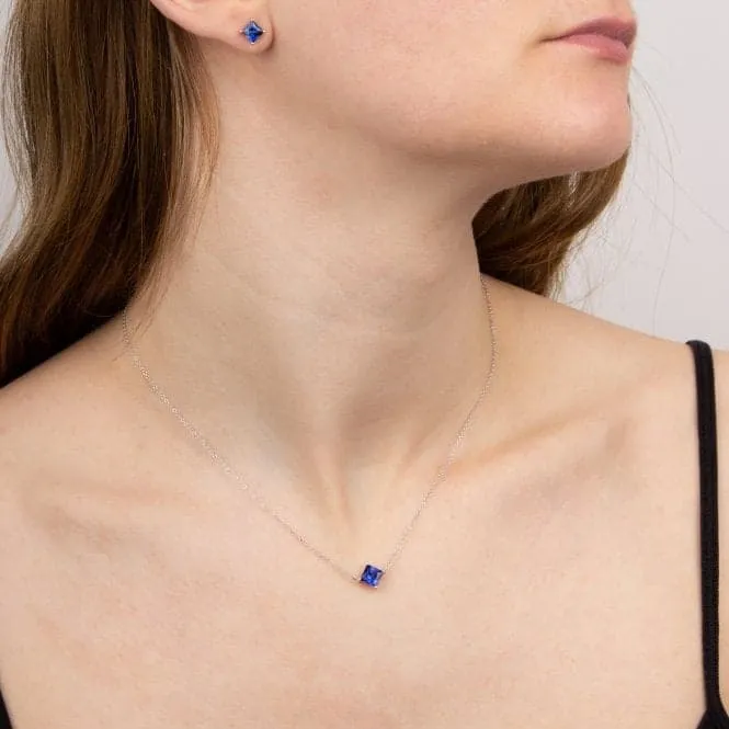 Princess cut lab created sapphire necklace GN375L