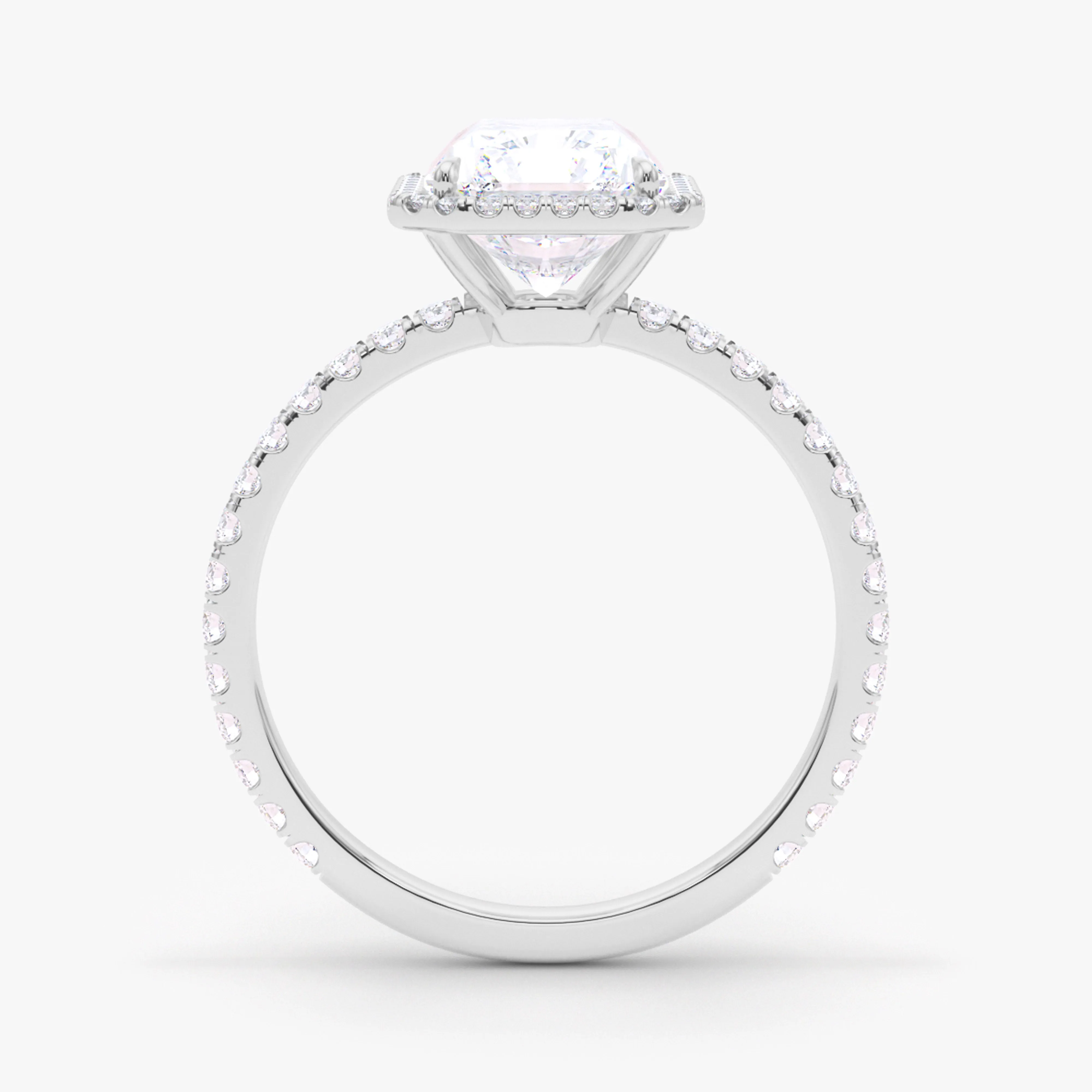 Radiant Cut Halo and Pave Diamond Ring