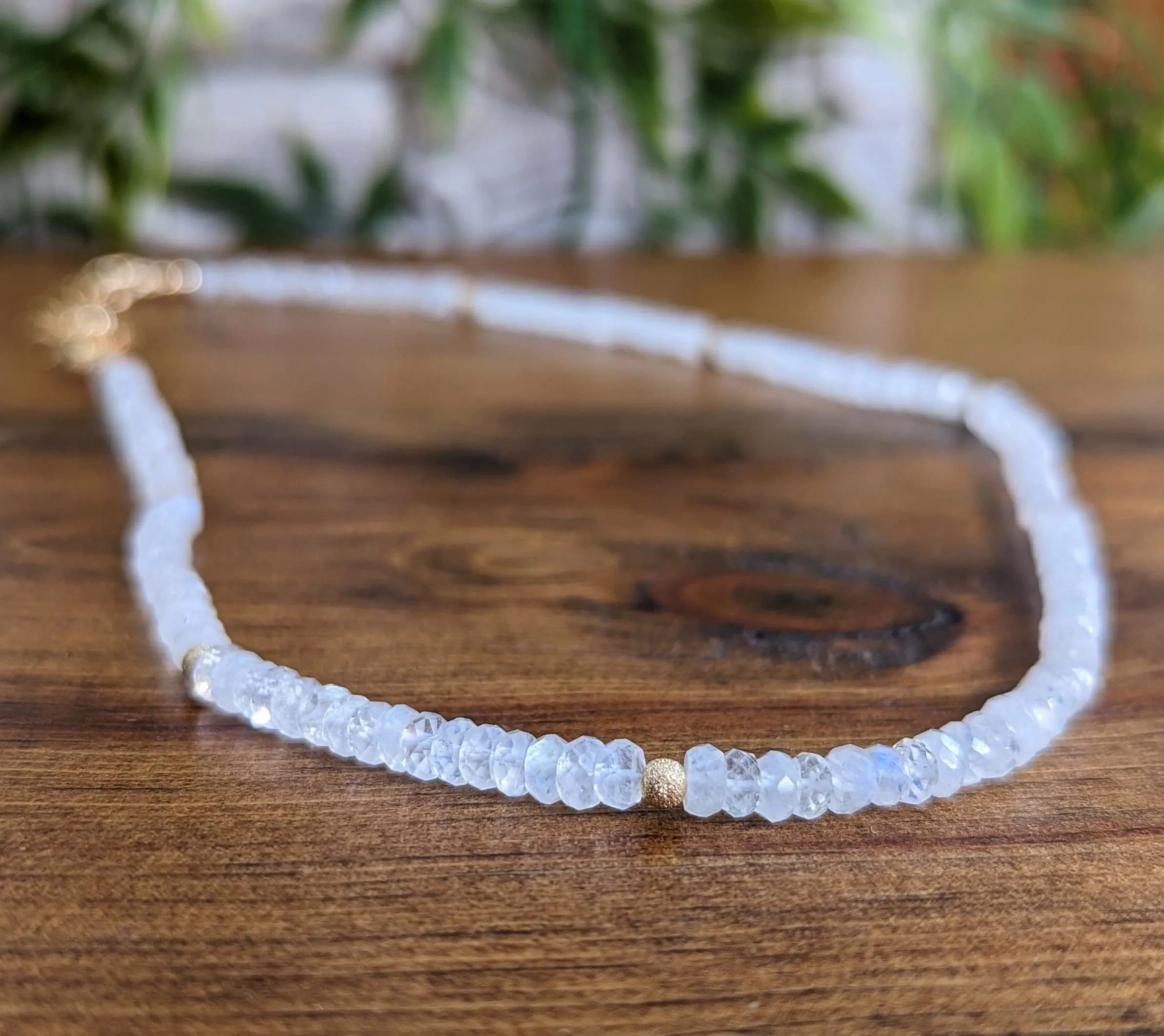 Rainbow Moonstone faceted beaded necklace
