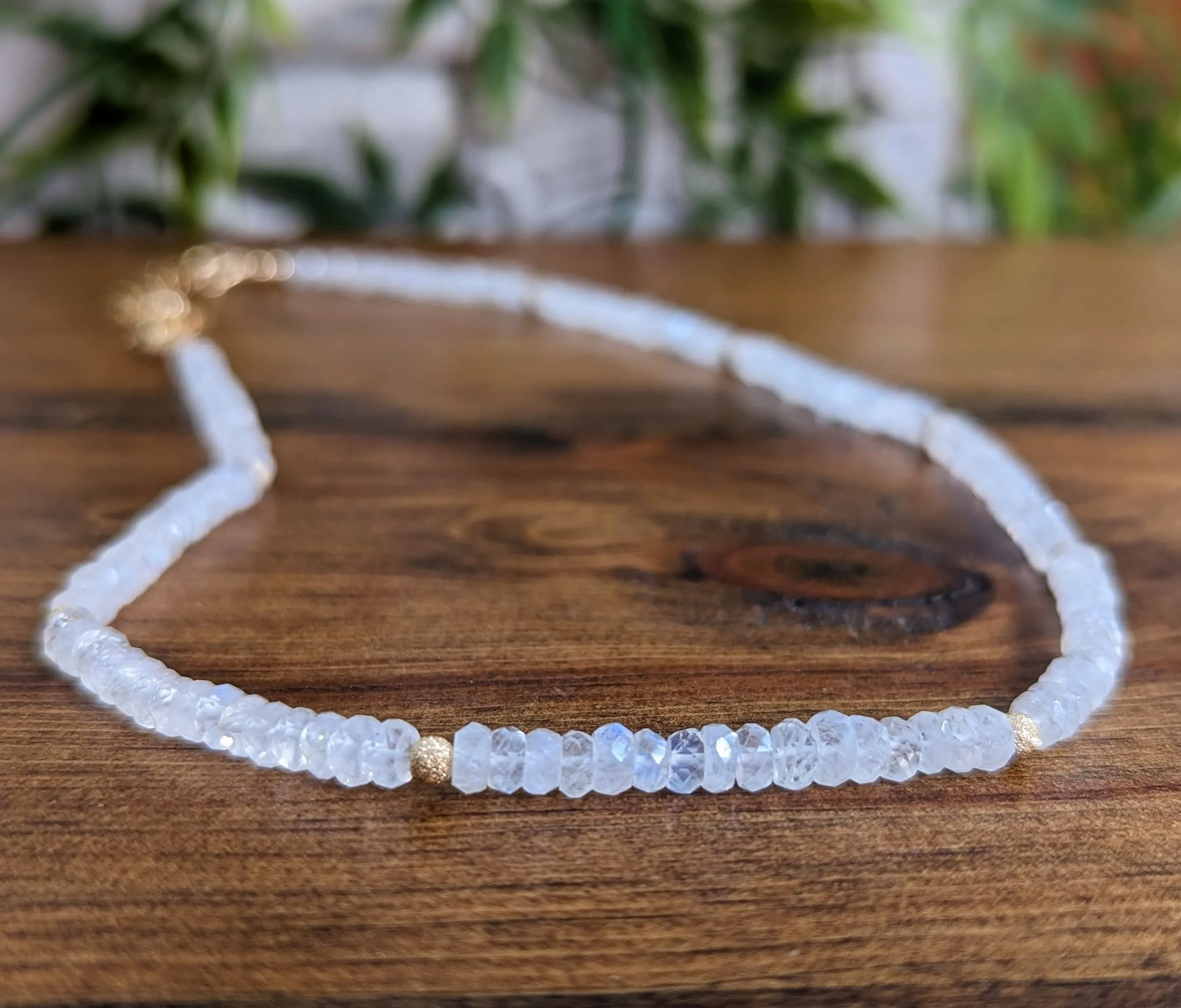 Rainbow Moonstone faceted beaded necklace