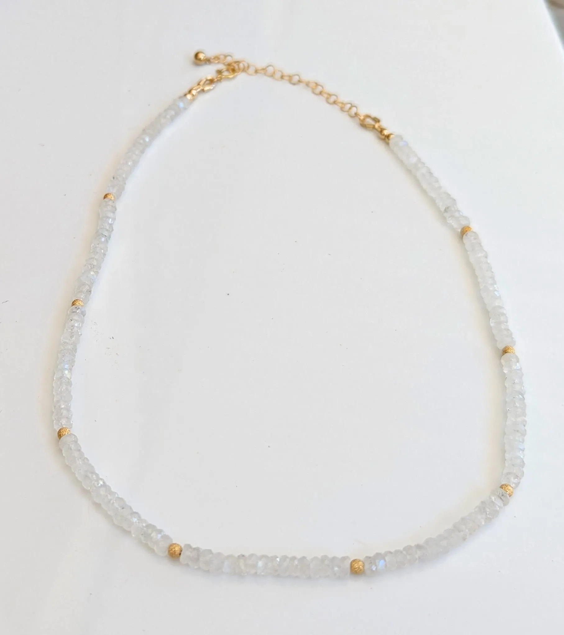 Rainbow Moonstone faceted beaded necklace