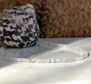 Rainbow Moonstone faceted beaded necklace
