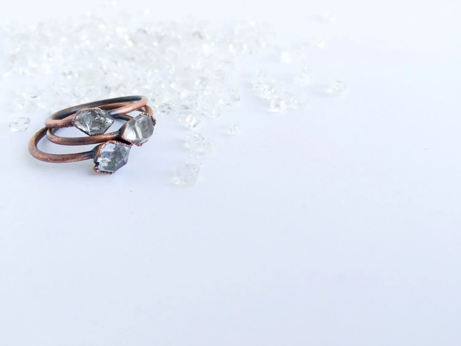 Raw crystal ring | Herkimer diamond ring