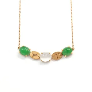 RealJade® 18k Rose Gold & Genuine Burmese Imperial Green & Ice Jadeite Necklace