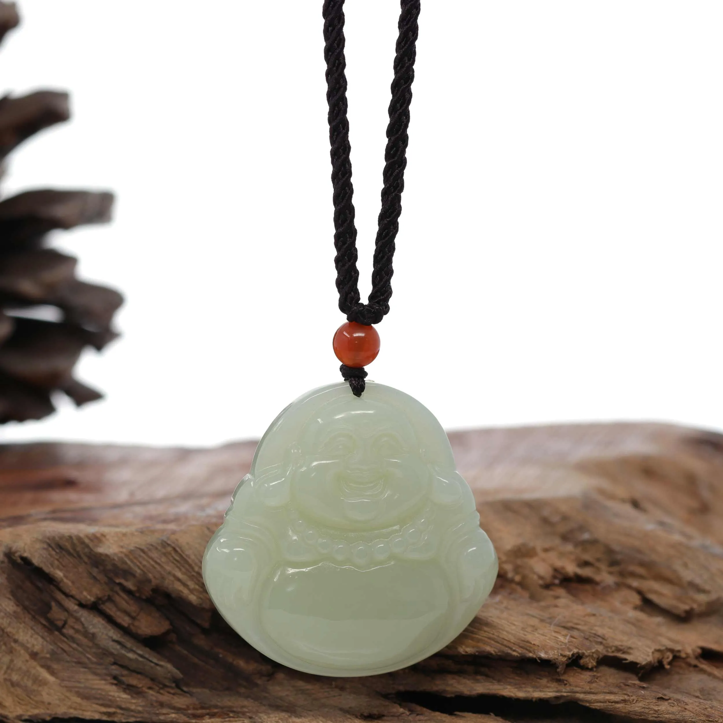 RealJade® Co. "Goddess of Compassion Buddha" Genuine White Jade Pendant Necklace