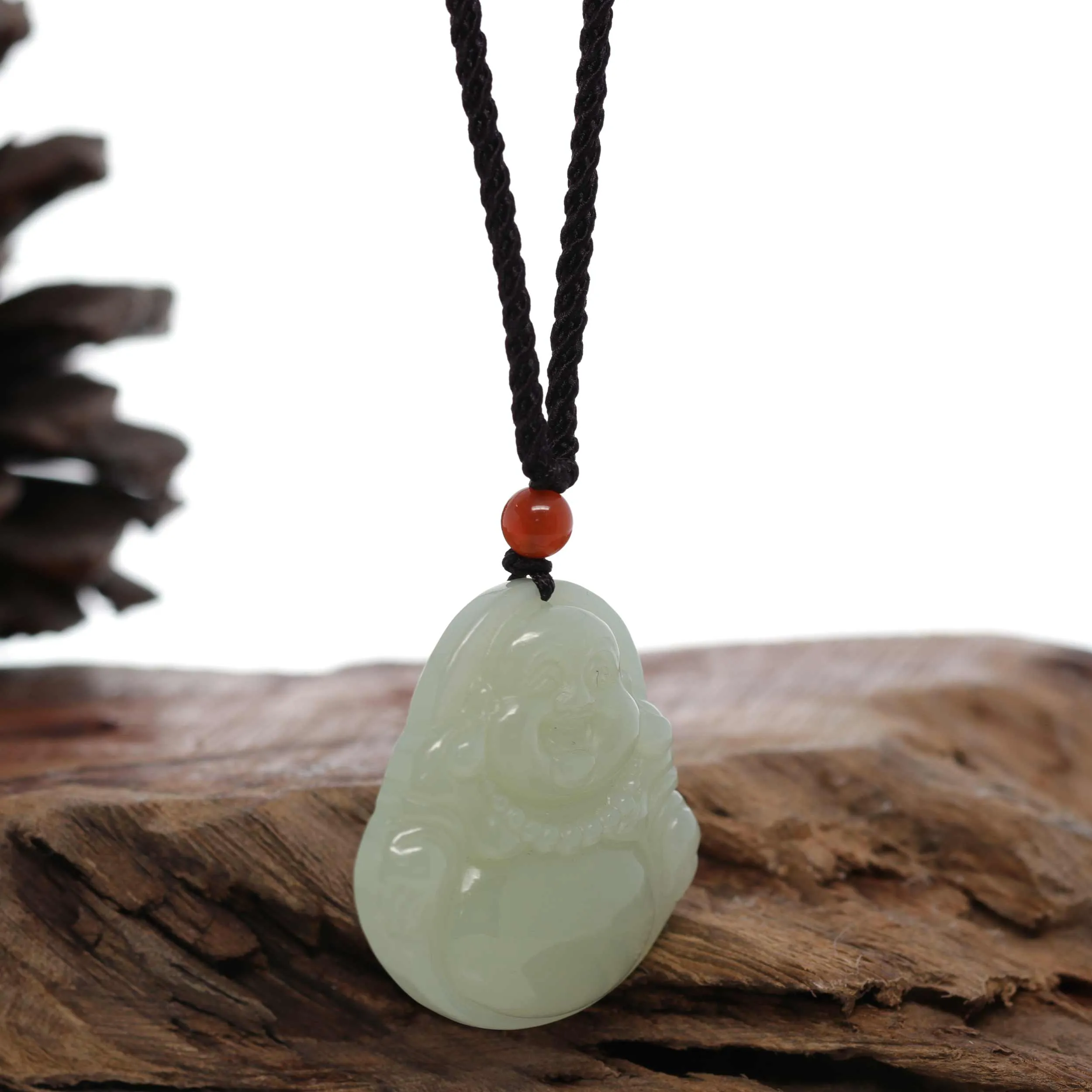RealJade® Co. "Goddess of Compassion Buddha" Genuine White Jade Pendant Necklace