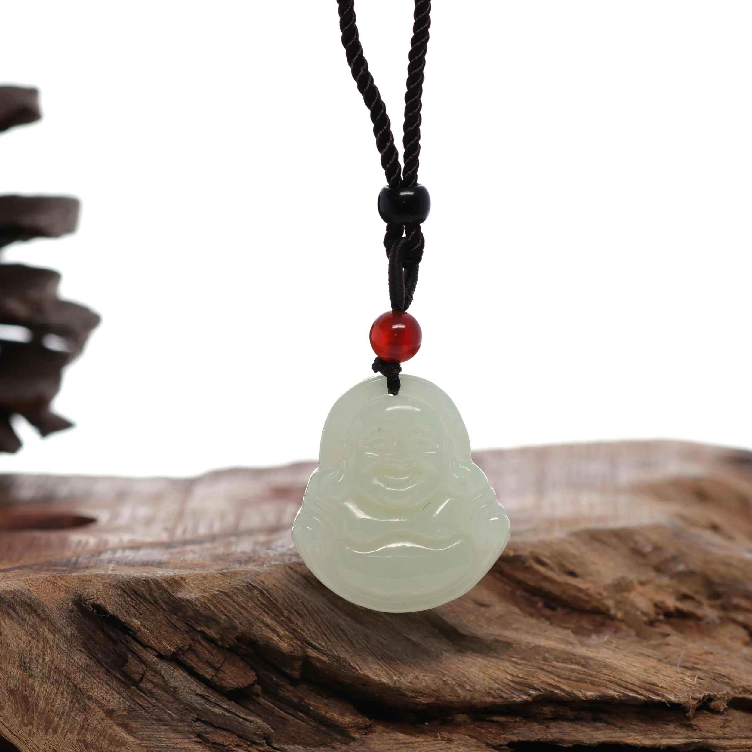 RealJade® Co. "Goddess of Compassion Buddha" Genuine White Jade Pendant Necklace