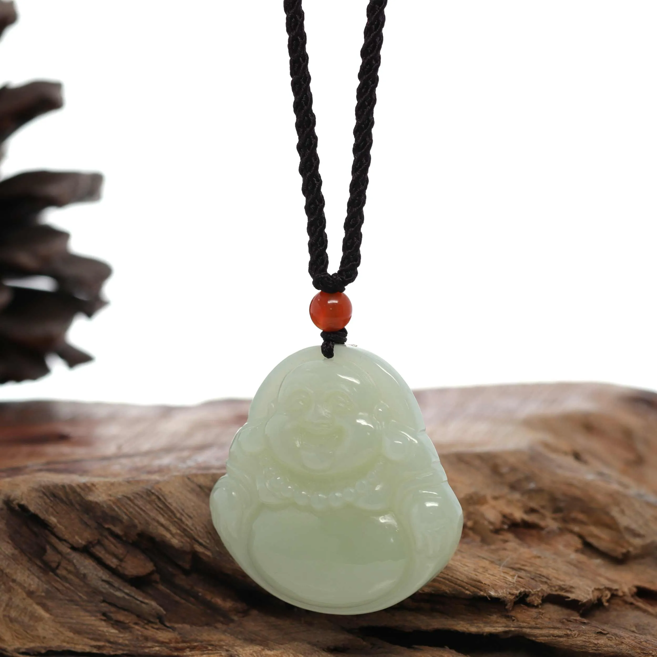 RealJade® Co. "Goddess of Compassion Buddha" Genuine White Jade Pendant Necklace