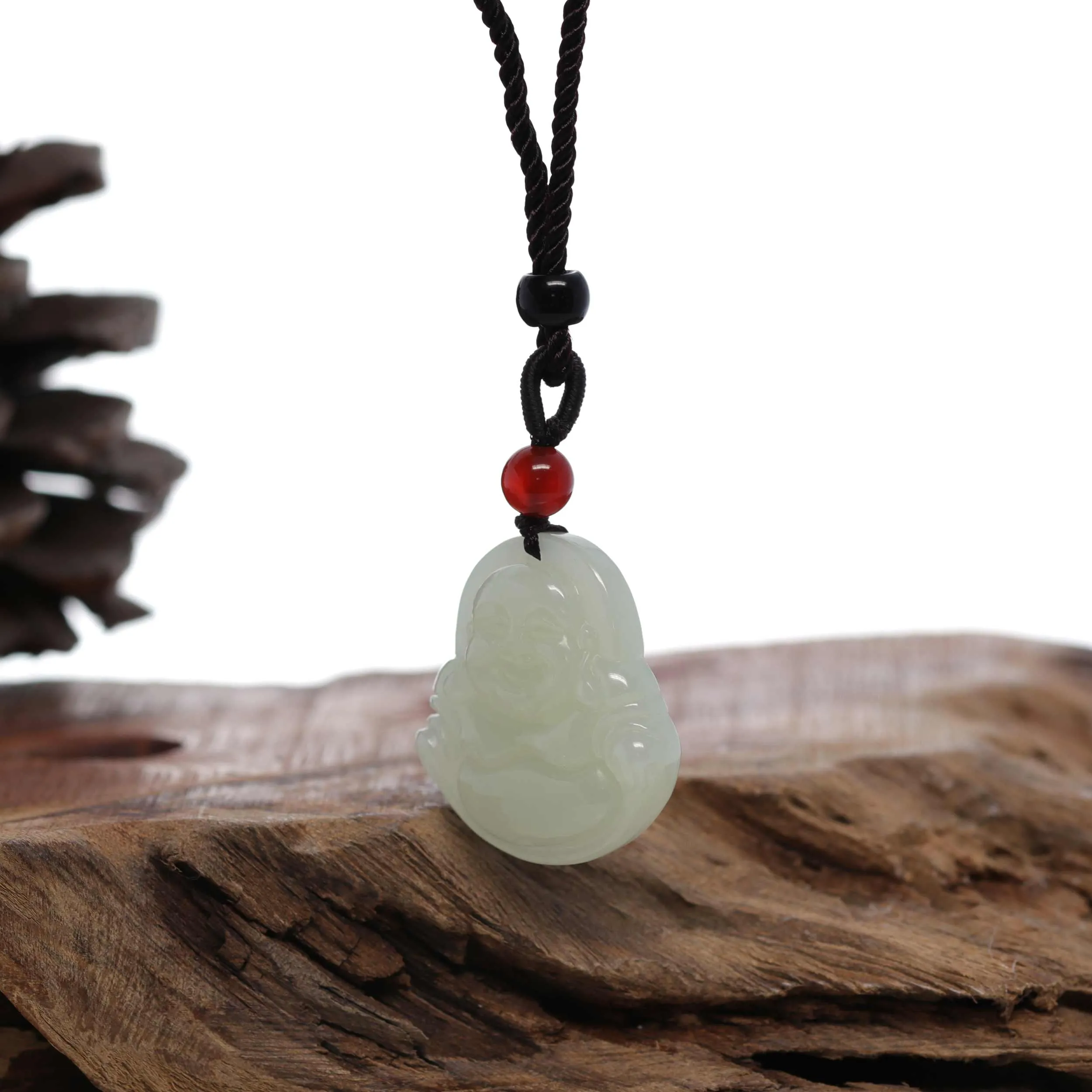 RealJade® Co. "Goddess of Compassion Buddha" Genuine White Jade Pendant Necklace