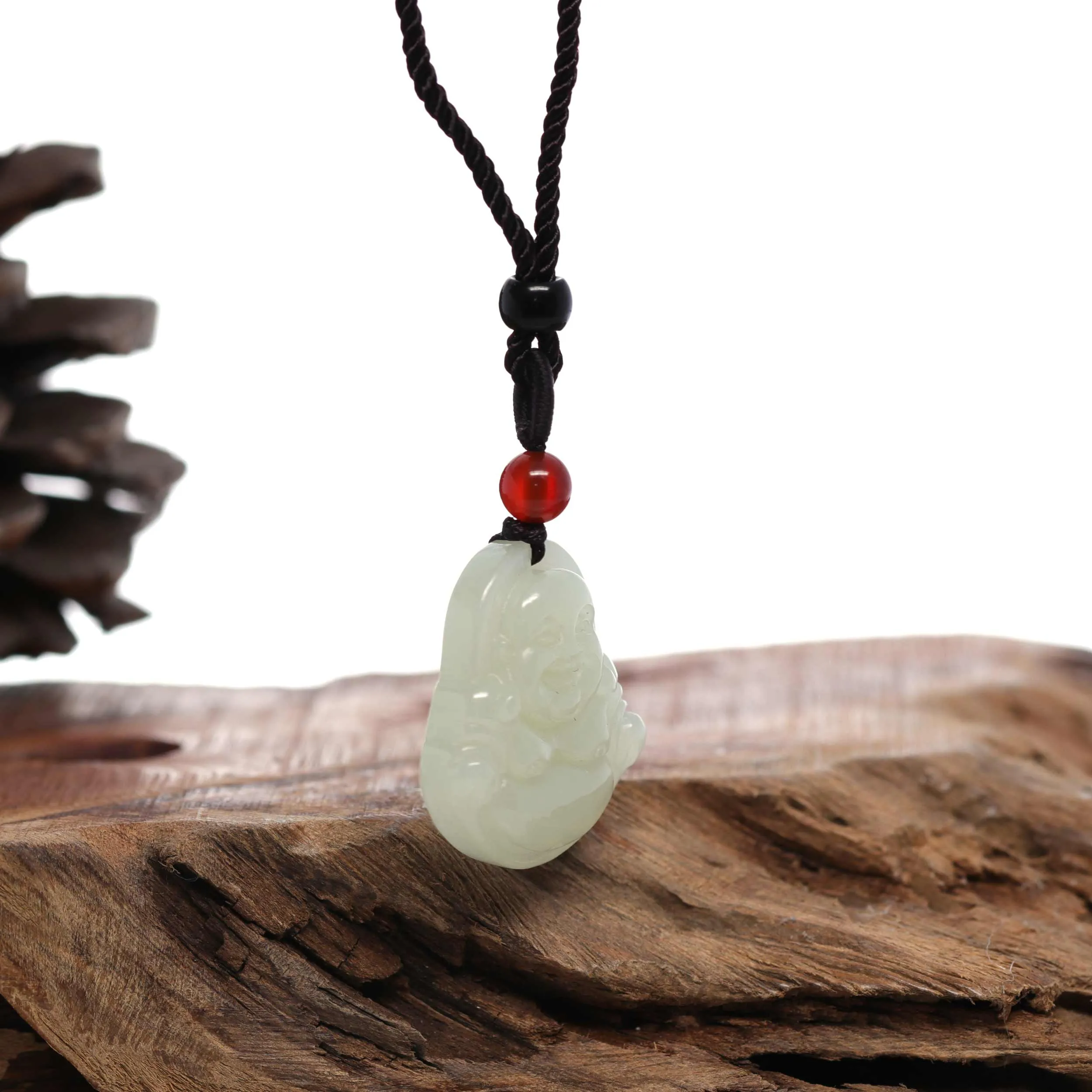 RealJade® Co. "Goddess of Compassion Buddha" Genuine White Jade Pendant Necklace