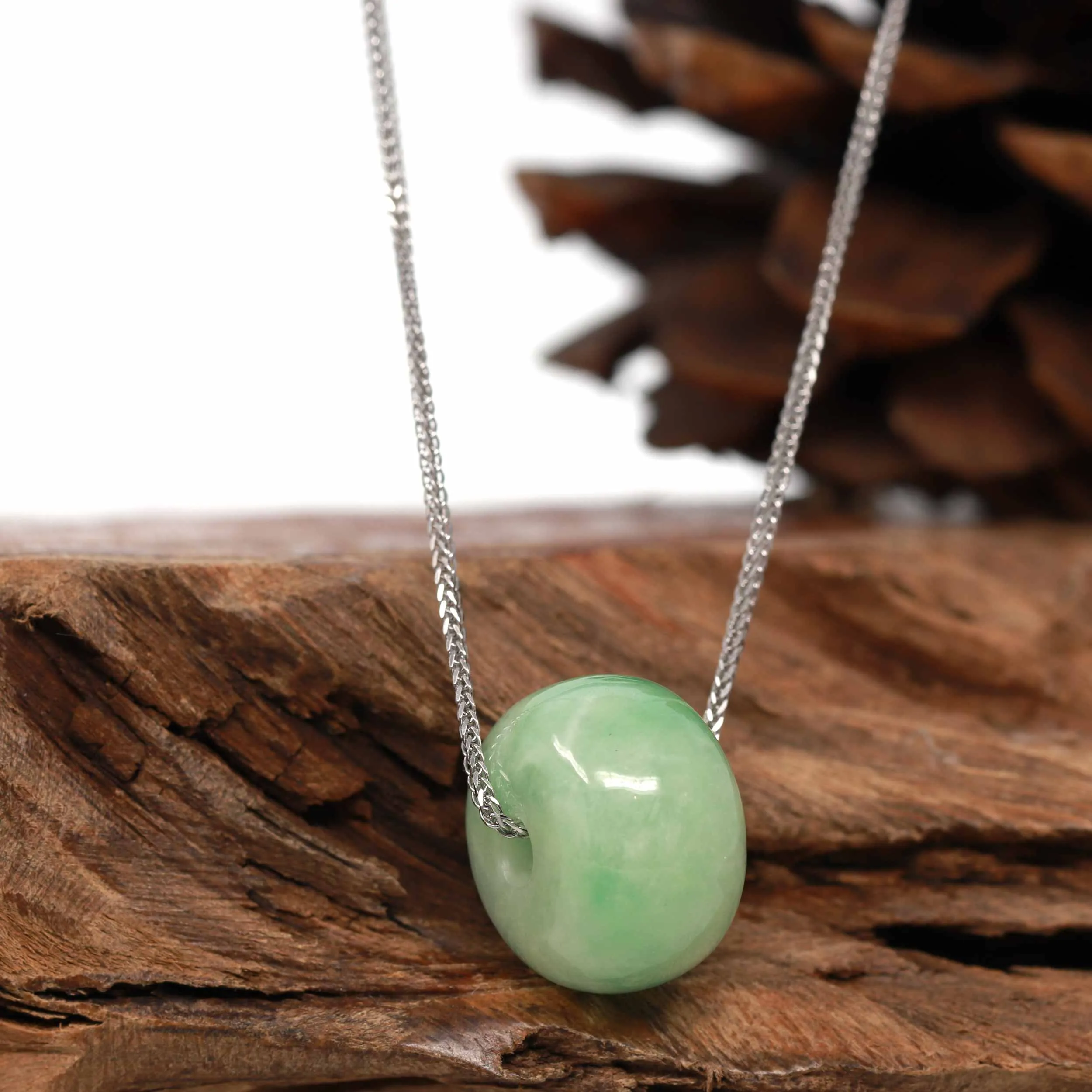 RealJade® Co. "Good Luck Button" Necklace Real Rich Green Jade Lucky KouKou Pendant Necklace