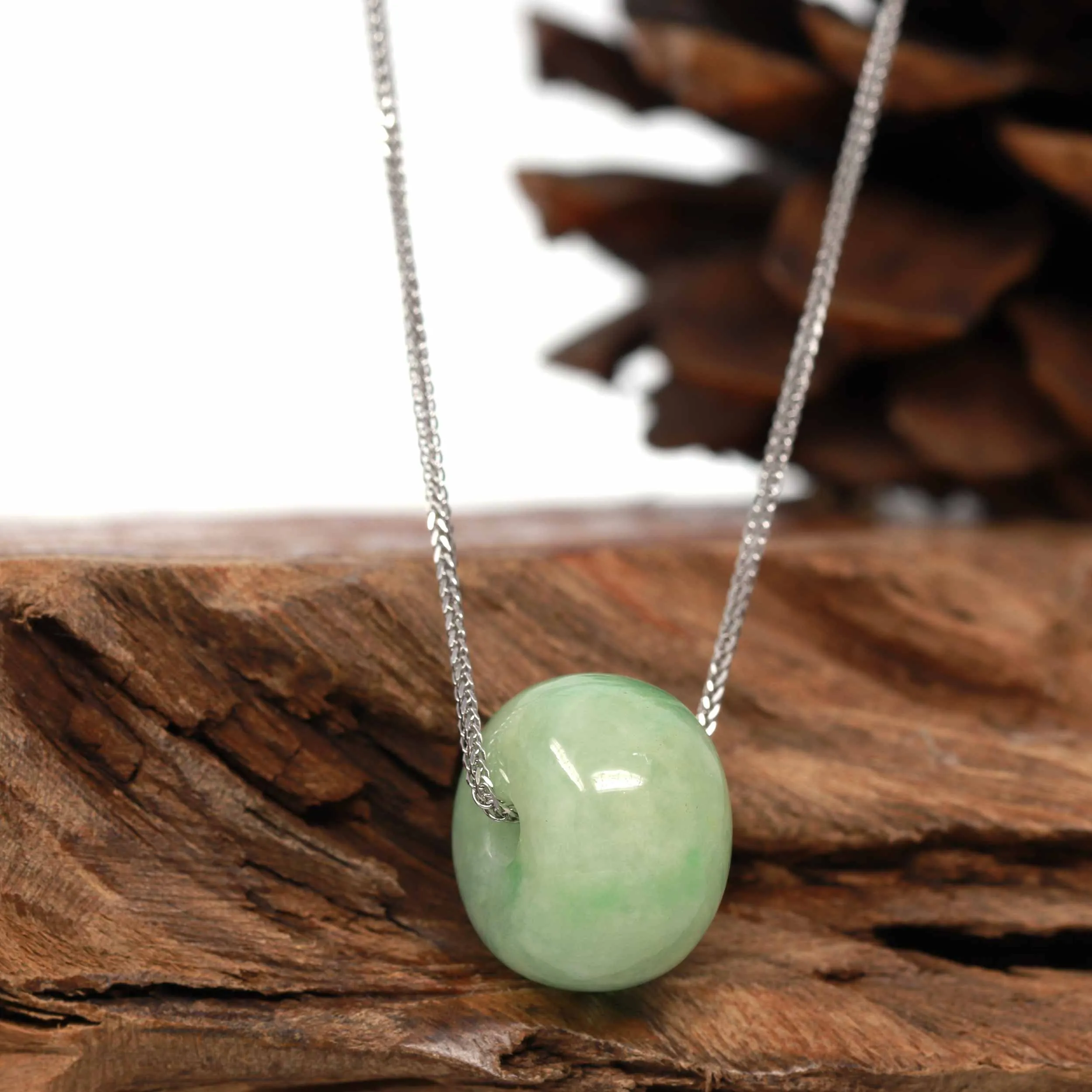 RealJade® Co. "Good Luck Button" Necklace Real Rich Green Jade Lucky KouKou Pendant Necklace