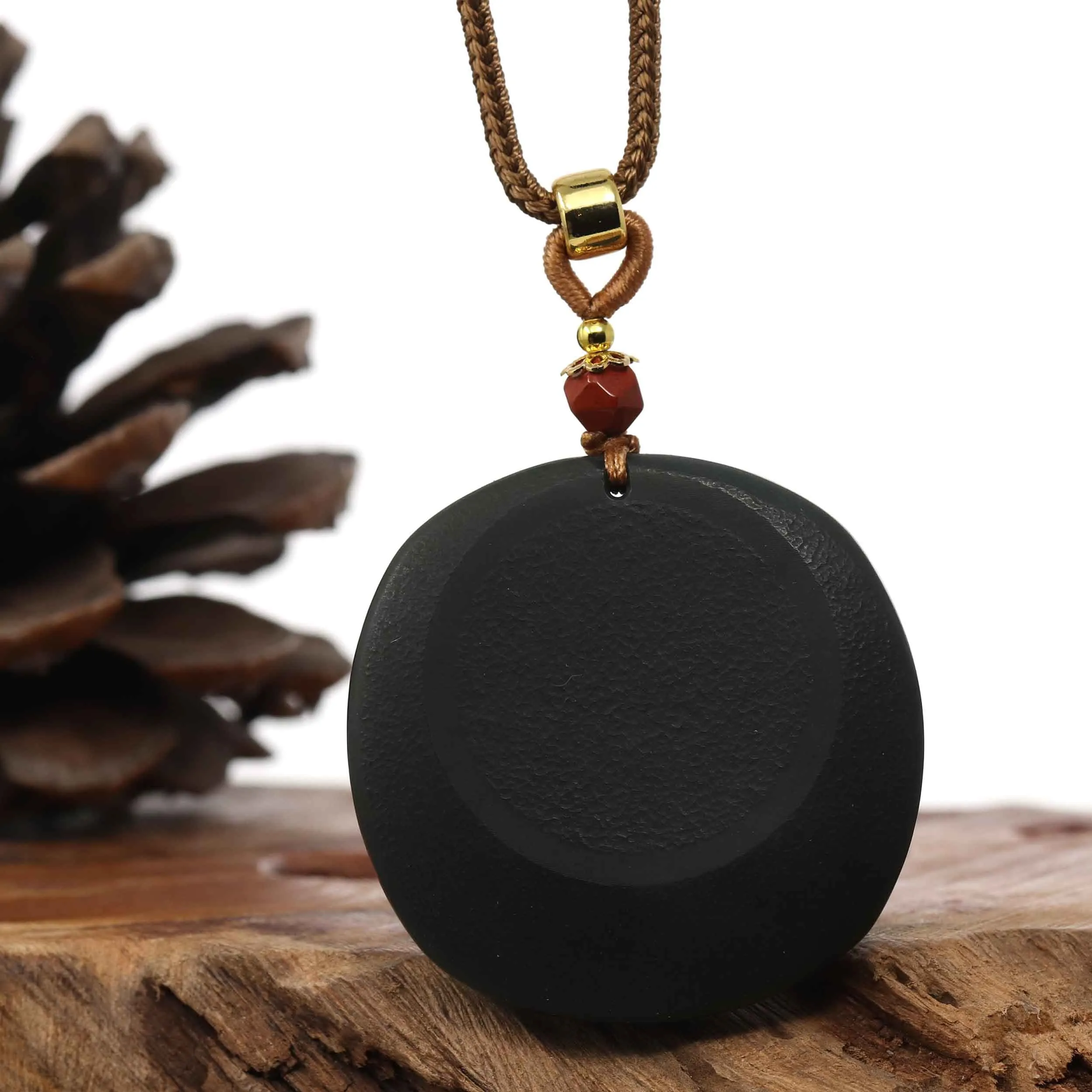 RealJade® Co. "Happy Buddha" Genuine Black Jade Pendant Necklace With Adjustable String