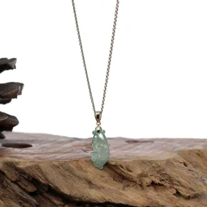 RealJade® Co. "Prosperity Every Year" Lucky Fish Carving Pendant Necklace Natural Green Jadeite Jade