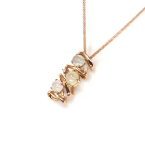 RealJade® "Alice" 18k Rose Gold Ice Jadeite Jade Diamond Pendant Necklace
