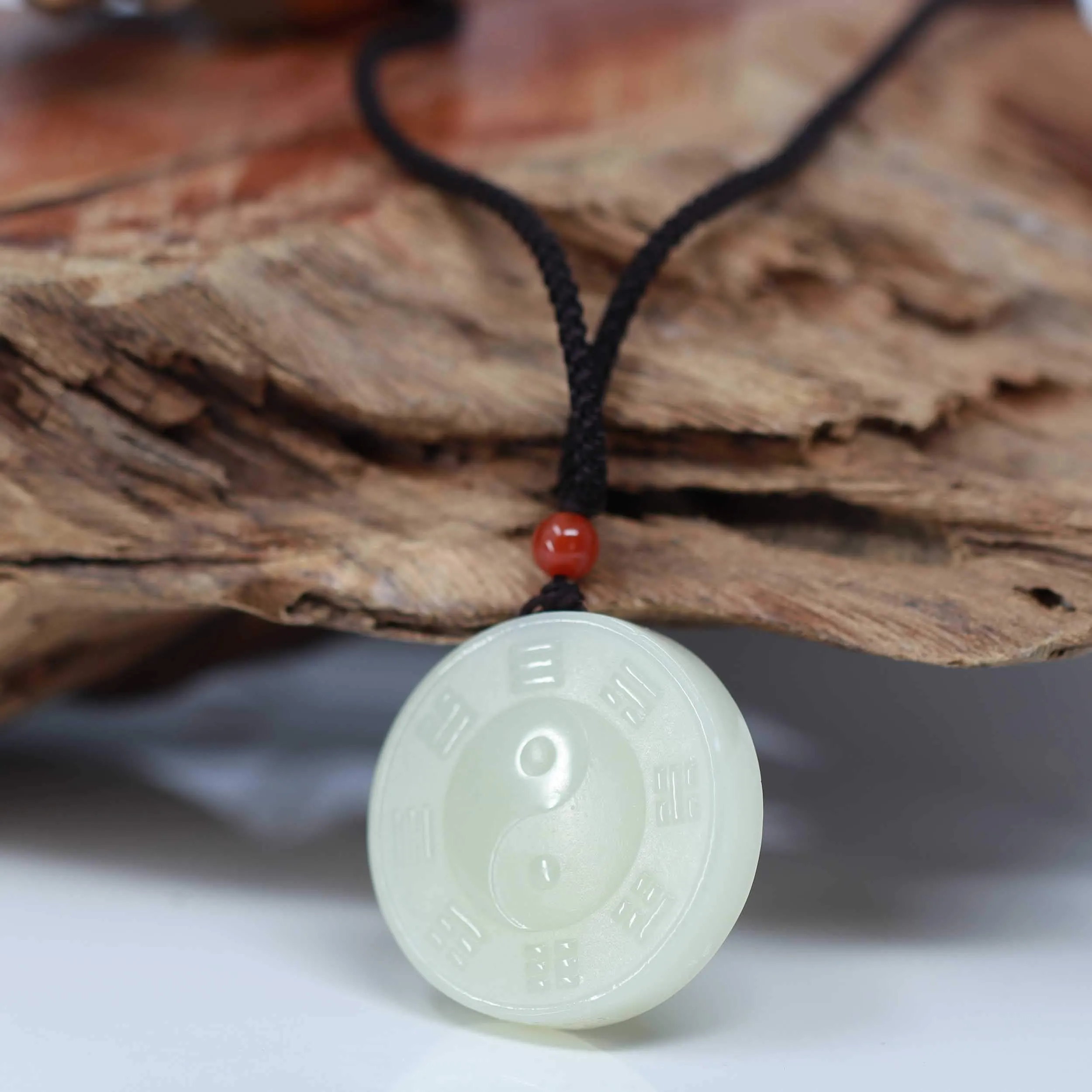RealJade® "Classic Yin Yang" Genuine HeTian White Nephrite Jade Yinyang Pendant Necklace