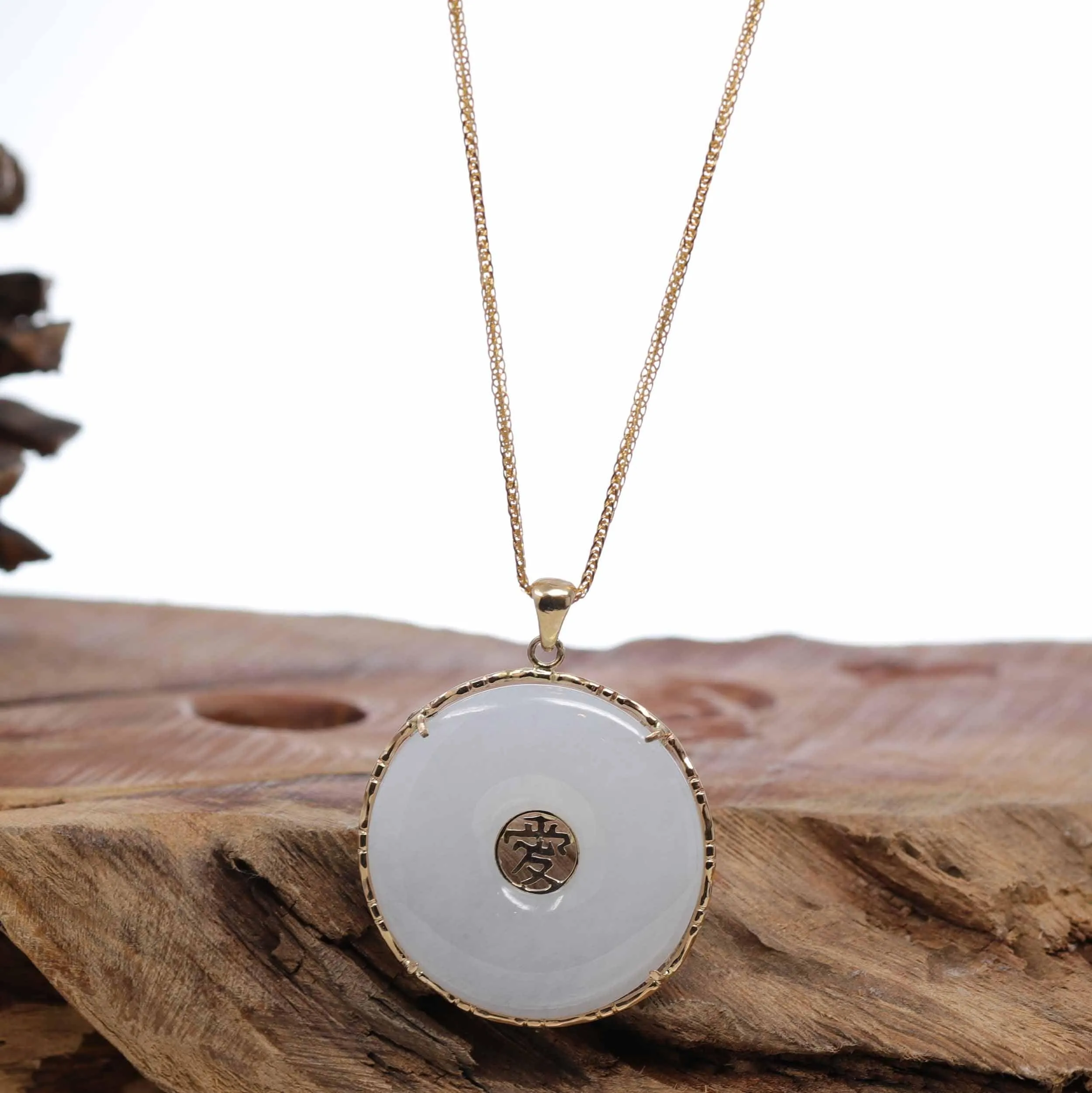 RealJade® "Good Luck Button" Necklace Black Jadeite Jade Lucky KouKou Pendant Necklace