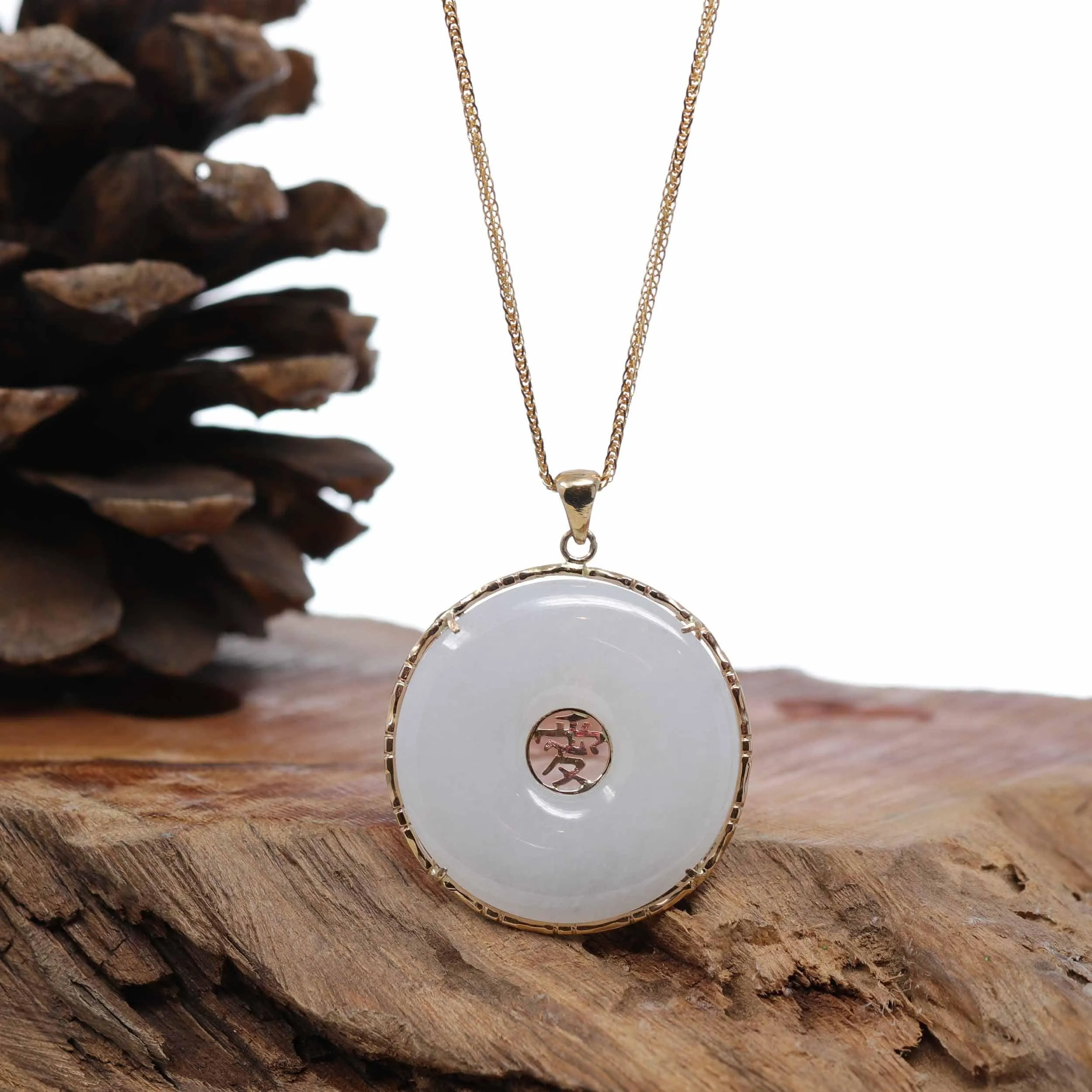 RealJade® "Good Luck Button" Necklace Black Jadeite Jade Lucky KouKou Pendant Necklace