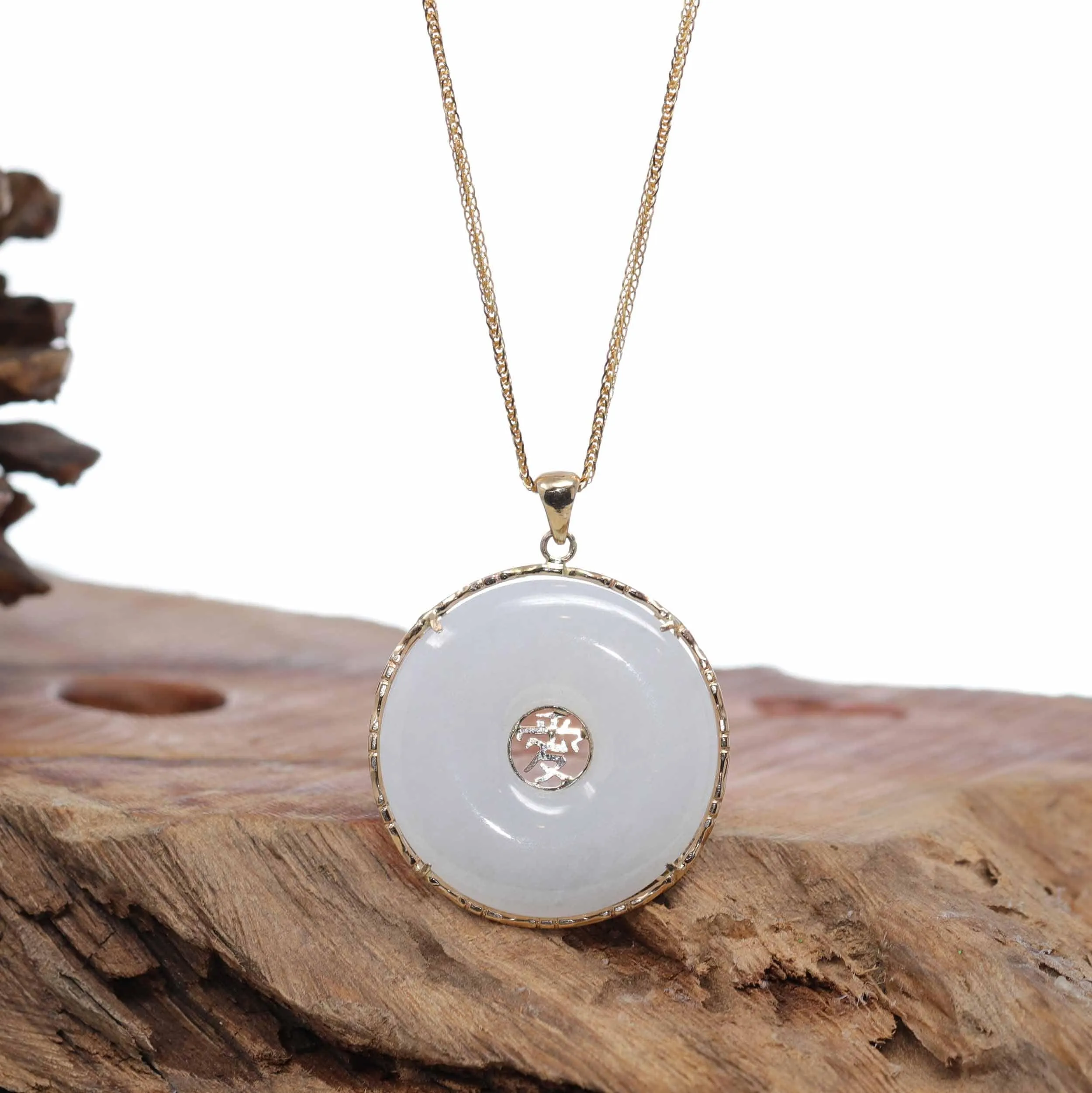 RealJade® "Good Luck Button" Necklace Black Jadeite Jade Lucky KouKou Pendant Necklace