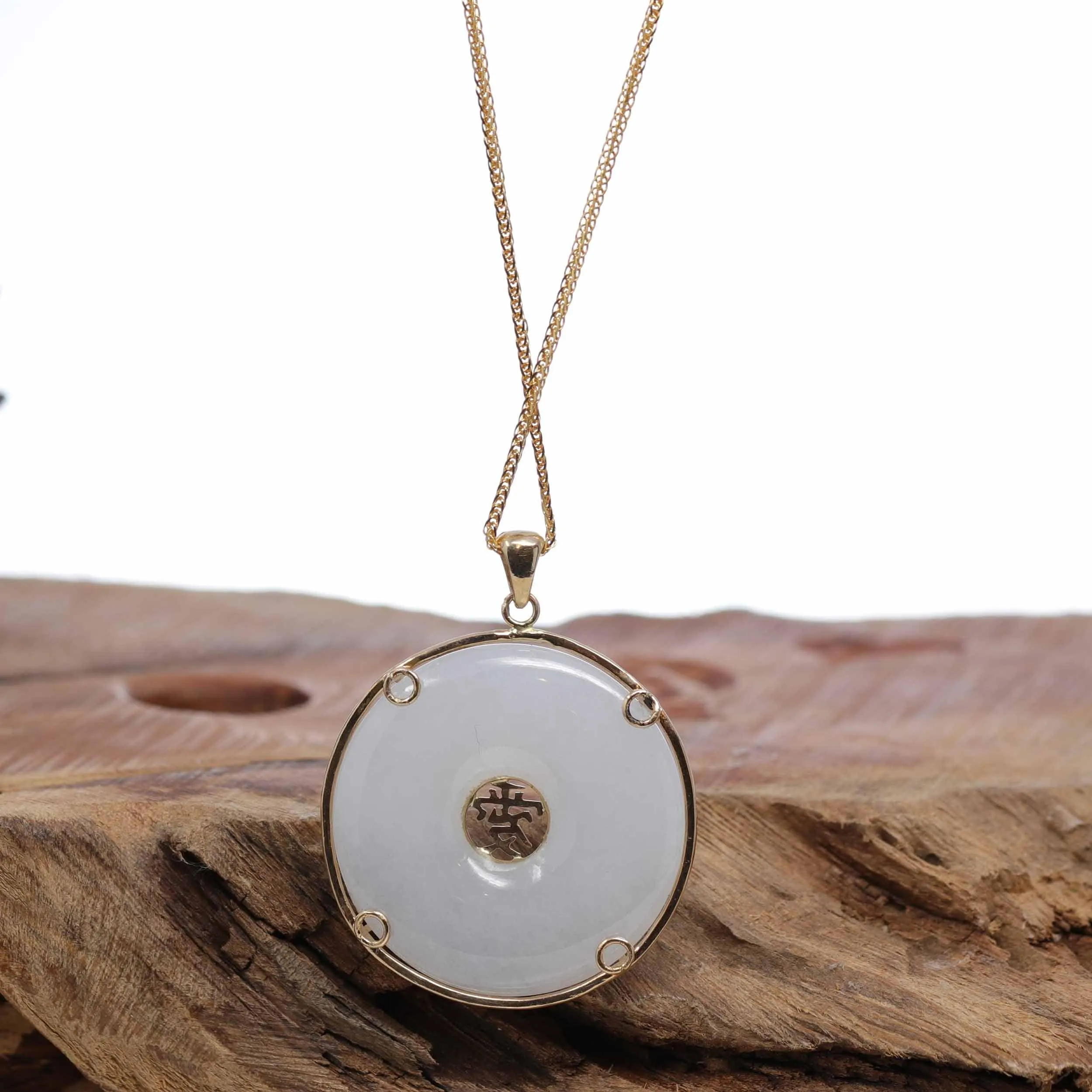 RealJade® "Good Luck Button" Necklace Black Jadeite Jade Lucky KouKou Pendant Necklace