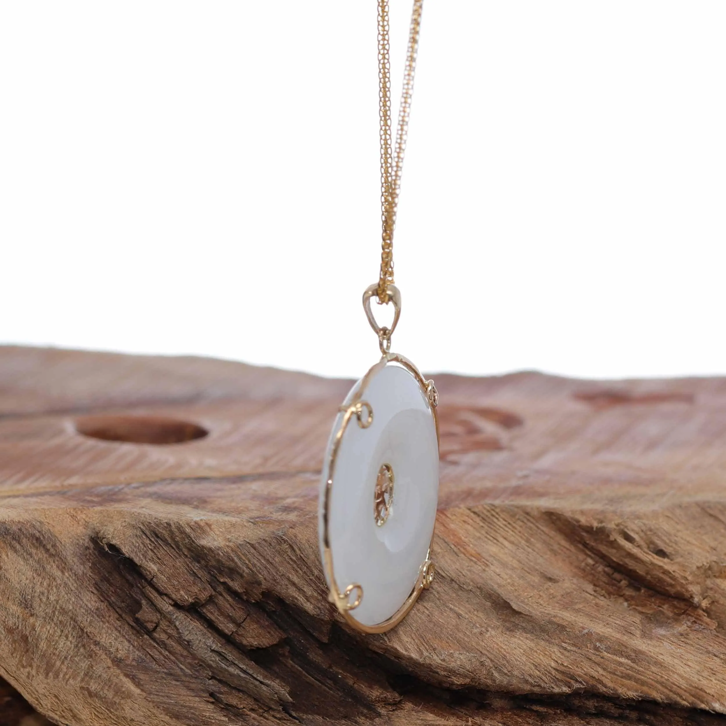 RealJade® "Good Luck Button" Necklace Black Jadeite Jade Lucky KouKou Pendant Necklace