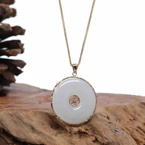 RealJade® "Good Luck Button" Necklace Black Jadeite Jade Lucky KouKou Pendant Necklace