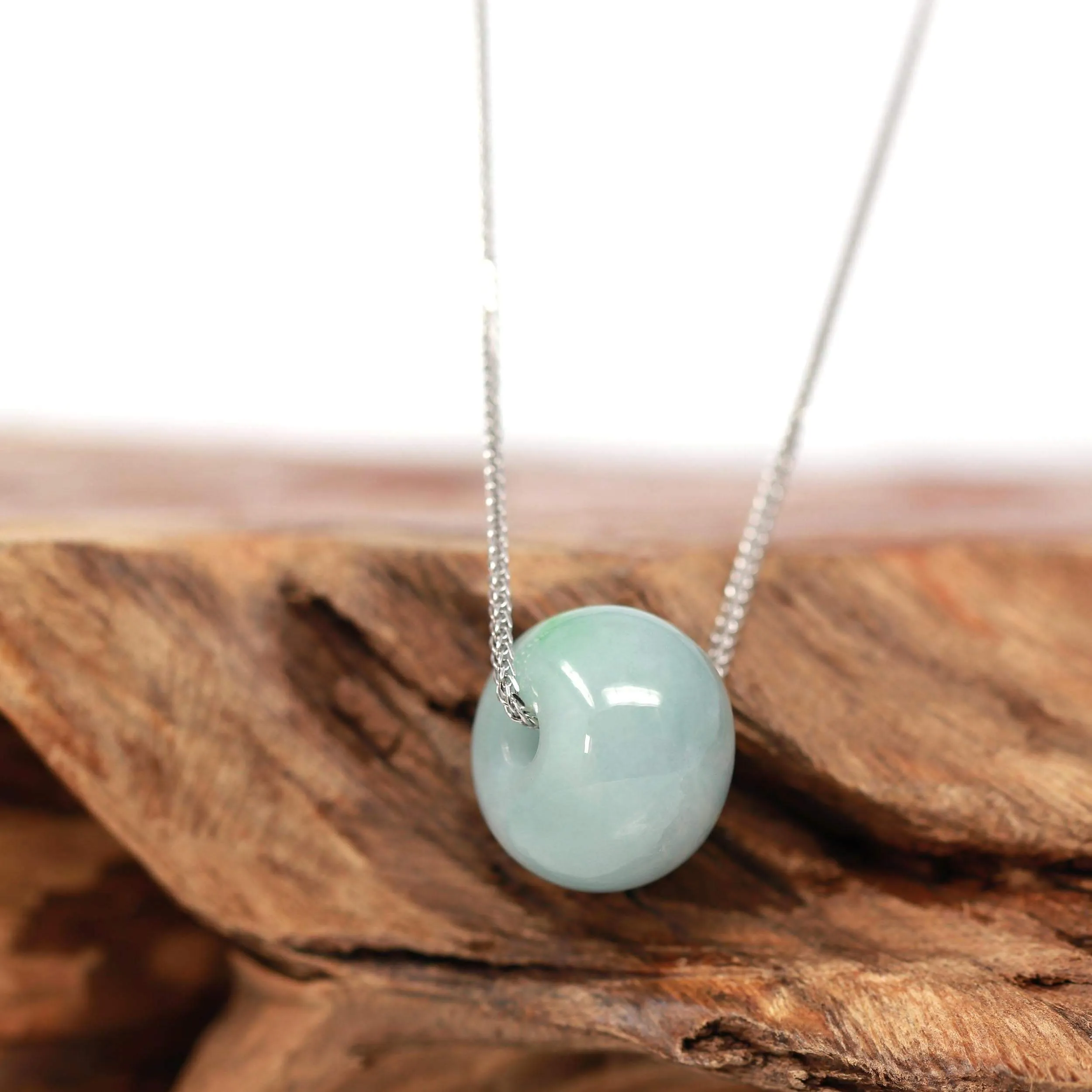 RealJade® "Good Luck Button" Necklace Real Rich Green Jade Lucky KouKou Pendant Necklace