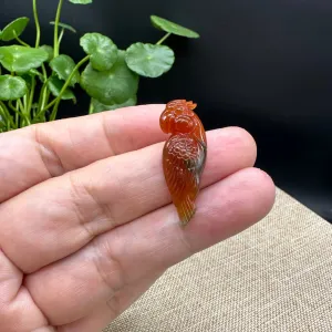 RealJade® "Lovely Parrot"  Genuine Burmese Red Jadeite Lucky Pendant Necklace