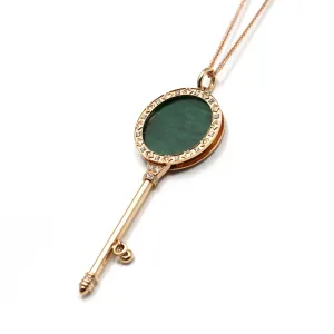 RealJade® "Lucky Key" 18k Rose Gold Jadeite Jade Key Pendant Necklace With Diamond