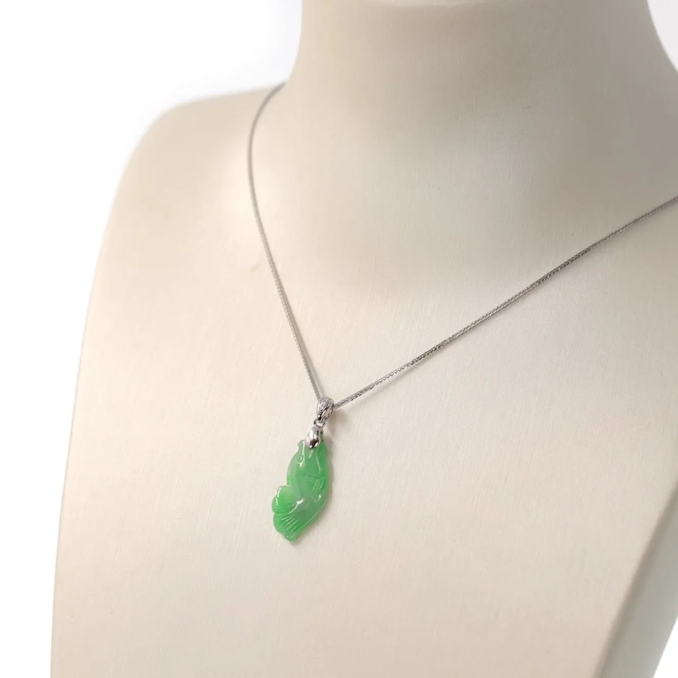 RealJade® "Prosperity Every Year (年年有鱼)" Lucky Fish Carving Pendant Necklace Natural Jadeite Jade JG163