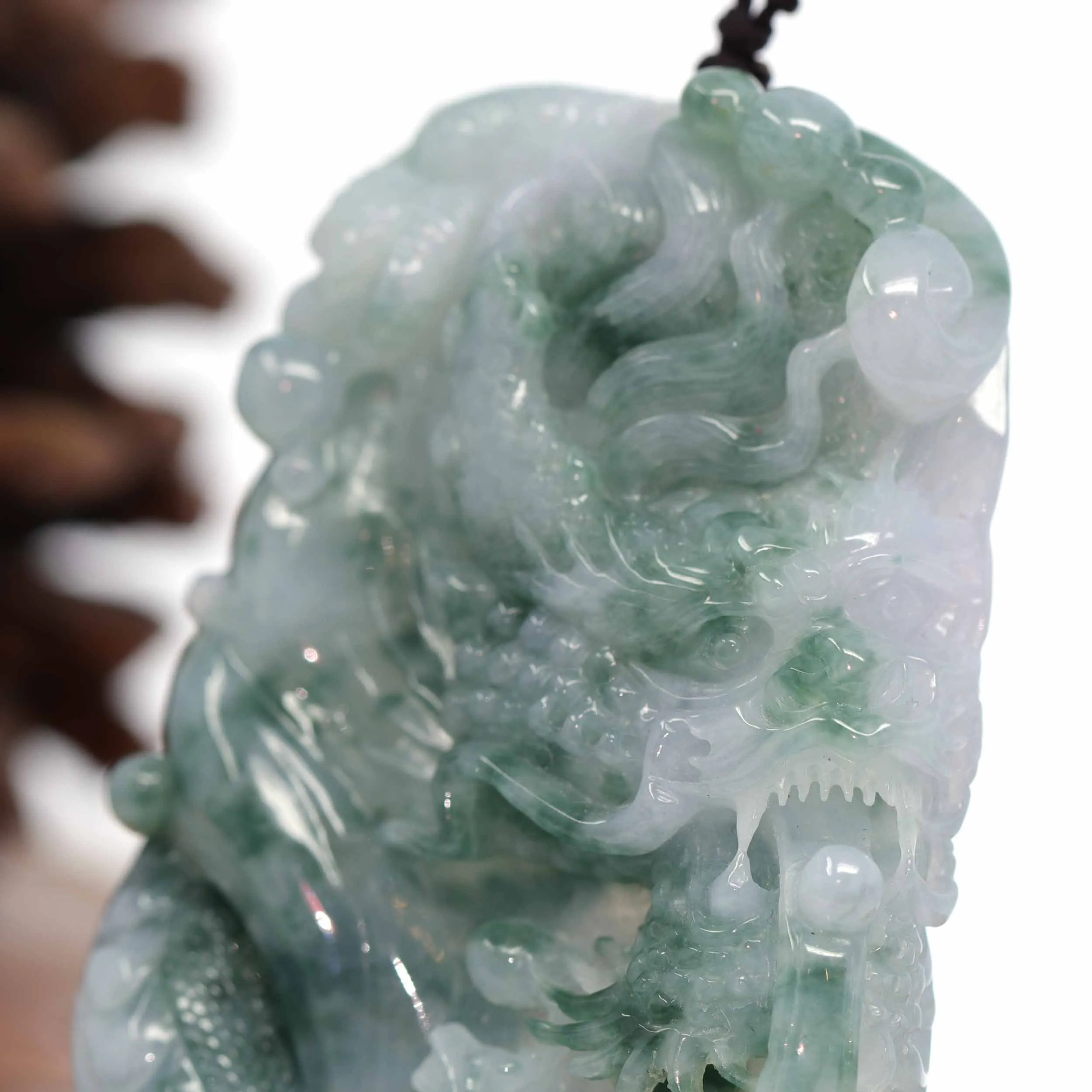 RealJade® "Soaring Dragon" Natural Jadeite Jade Blue Green Pendant Necklace For Men, Collectibles.