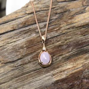 RealJade® "Tear Drop" 18k Rose Gold Lavender Jadeite jade Diamond Pendant Necklace - Jade Jewelry